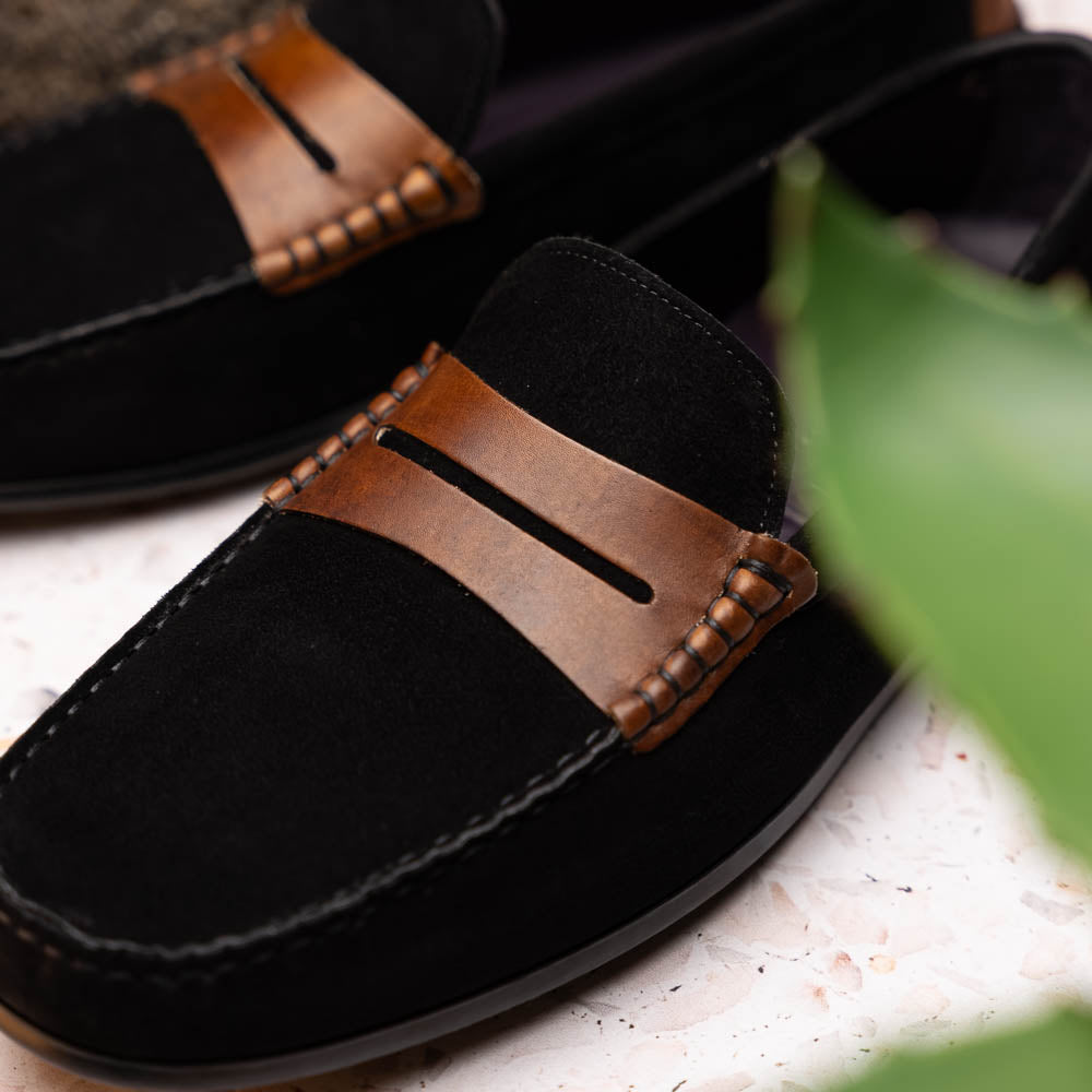 36-300-BLK MONZA Sueded Italian Calfskin Driver men's Zelli Italy