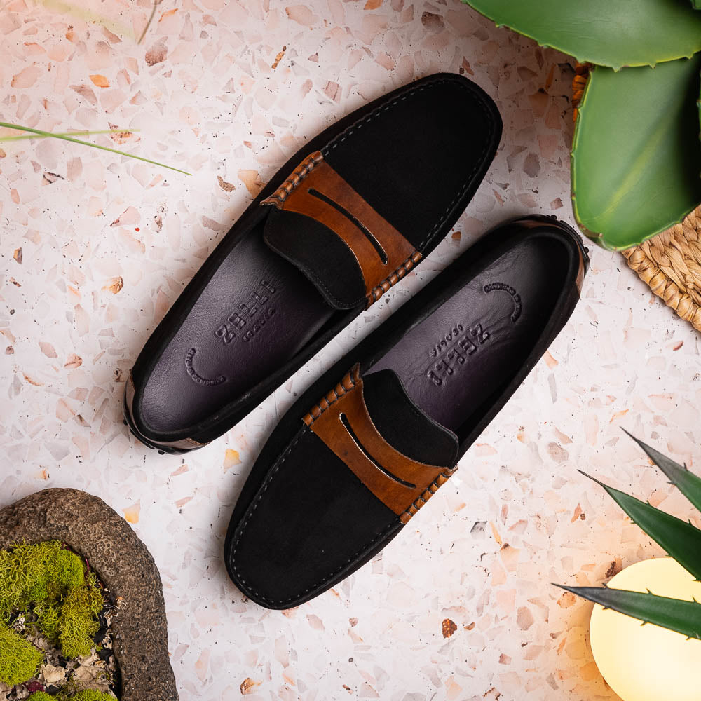 36-300-BLK MONZA Sueded Italian Calfskin Driver men's Zelli Italy