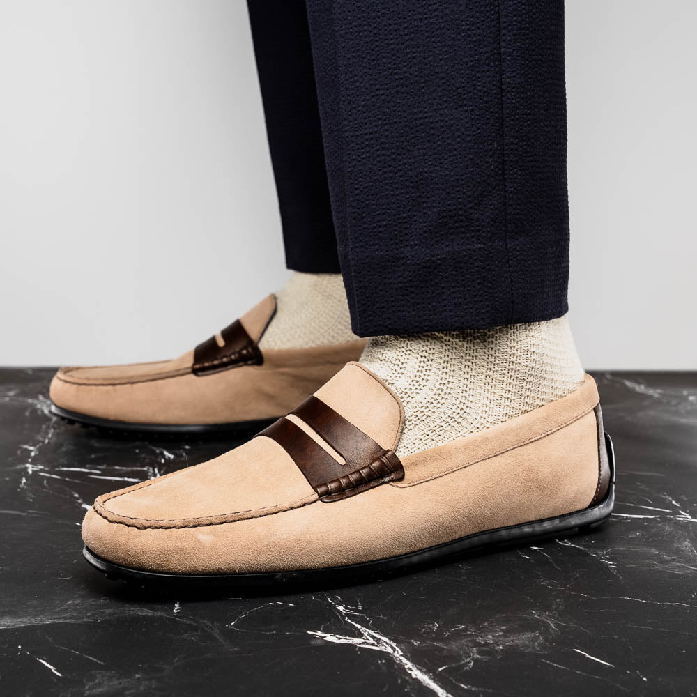 36-300-BON MONZA Sueded Italian Calfskin Driver men's driving mocs shoes loafers