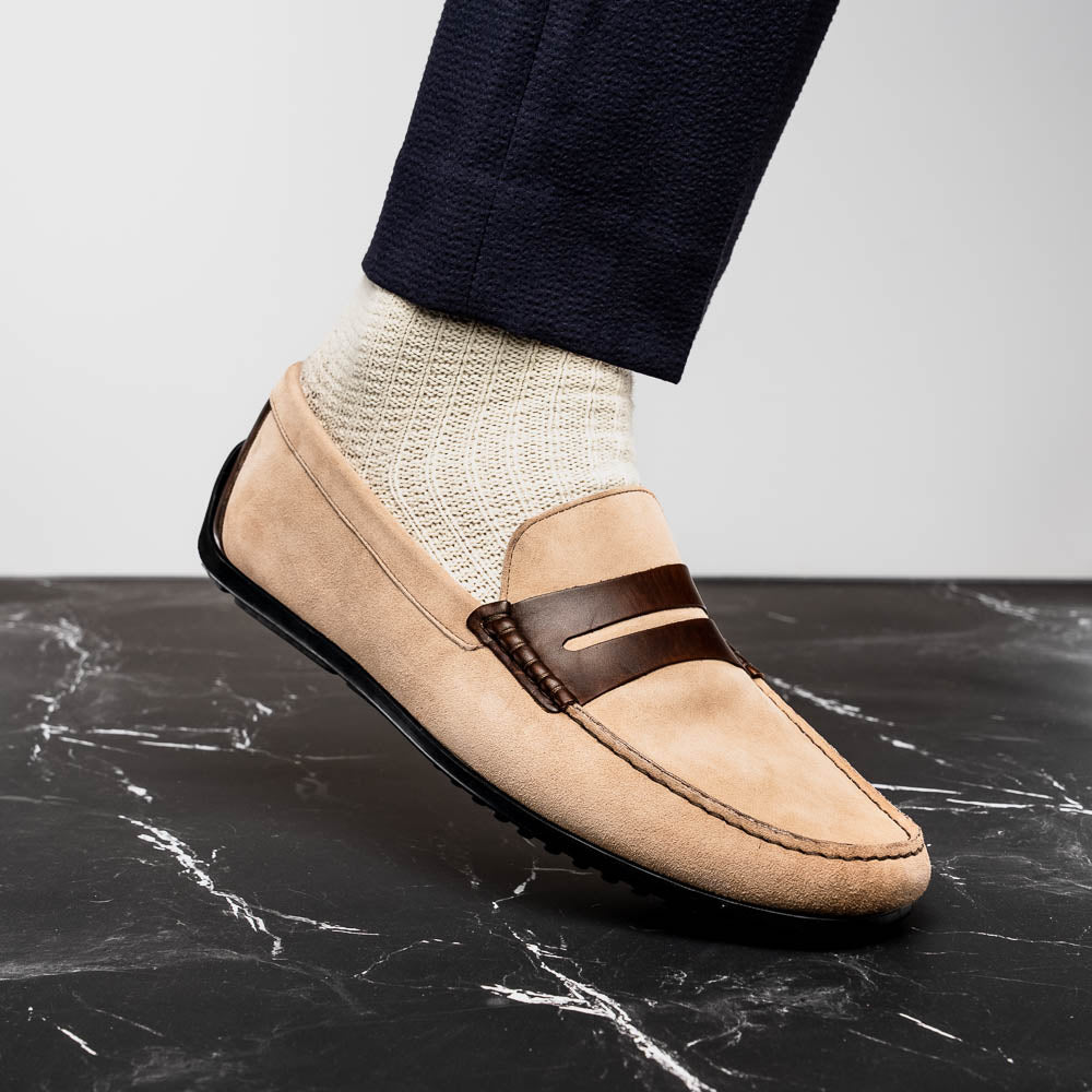 36-300-BON MONZA Sueded Italian Calfskin Driver men's driving mocs shoes loafers