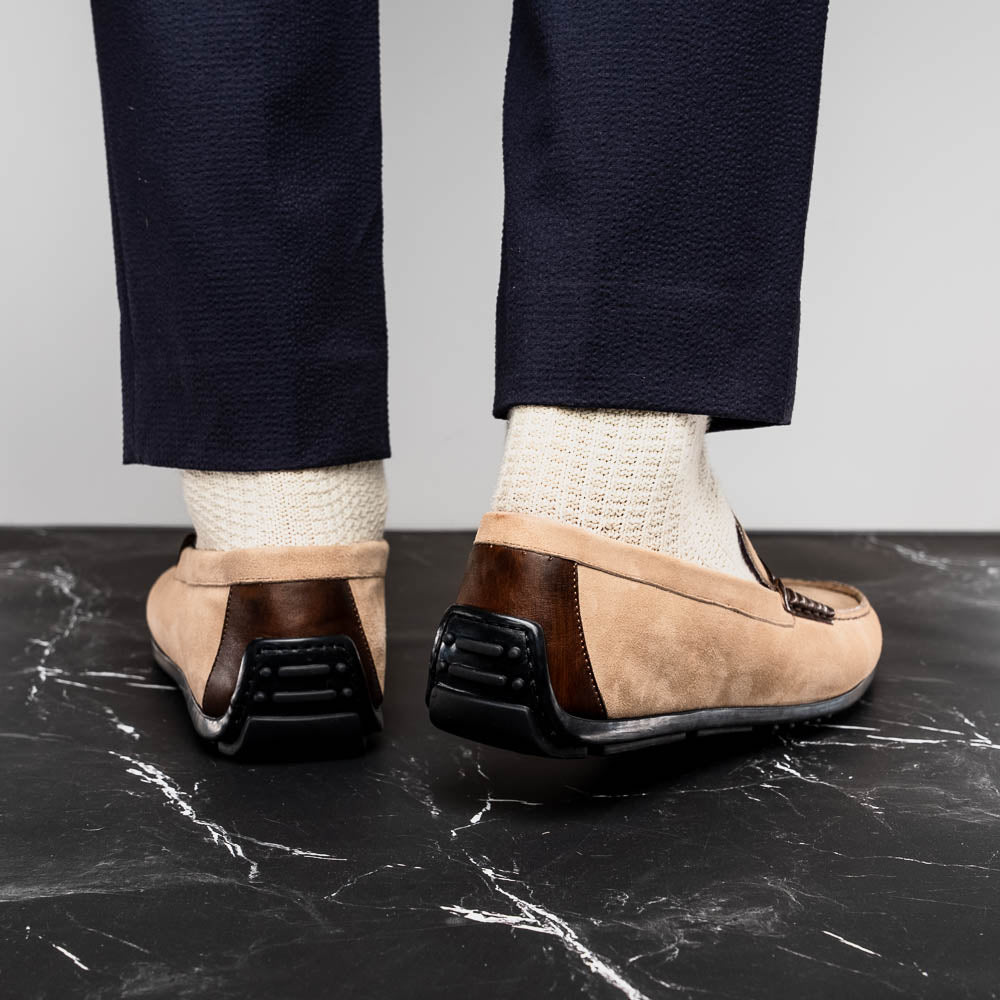 36-300-BON MONZA Sueded Italian Calfskin Driver men's driving mocs shoes loafers