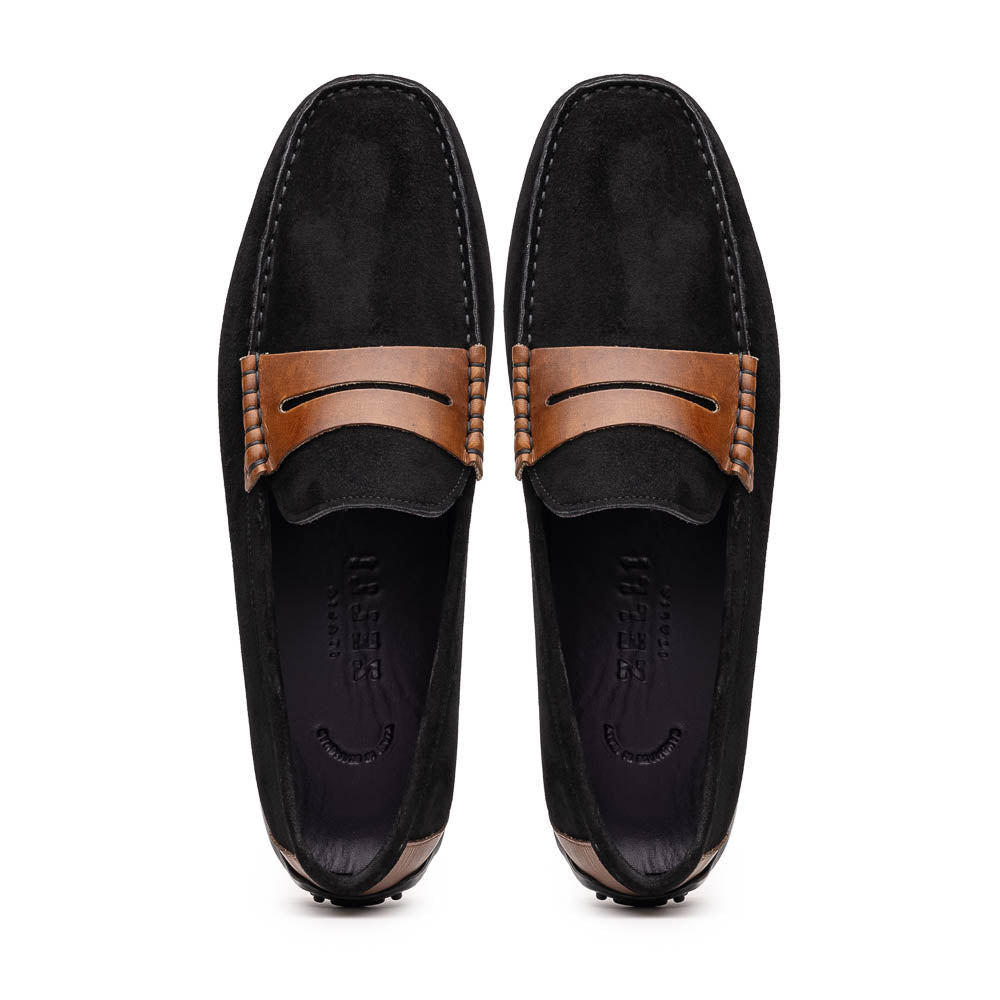 36-300-BLK MONZA Sueded Italian Calfskin Driver men's Zelli Italy