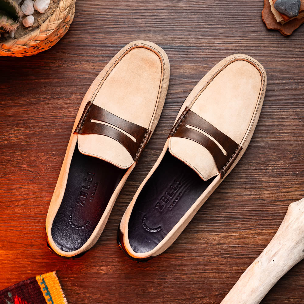 36-300-BON MONZA Sueded Italian Calfskin Driver men's driving mocs shoes loafers