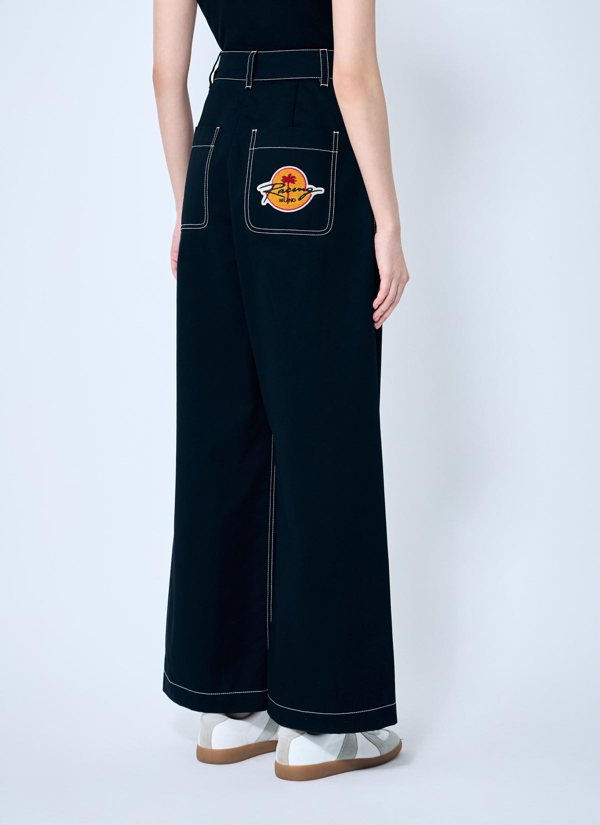 8 Moncler Palm Angels Ladies Wide-Leg Pants hi-rise cotton jeans
