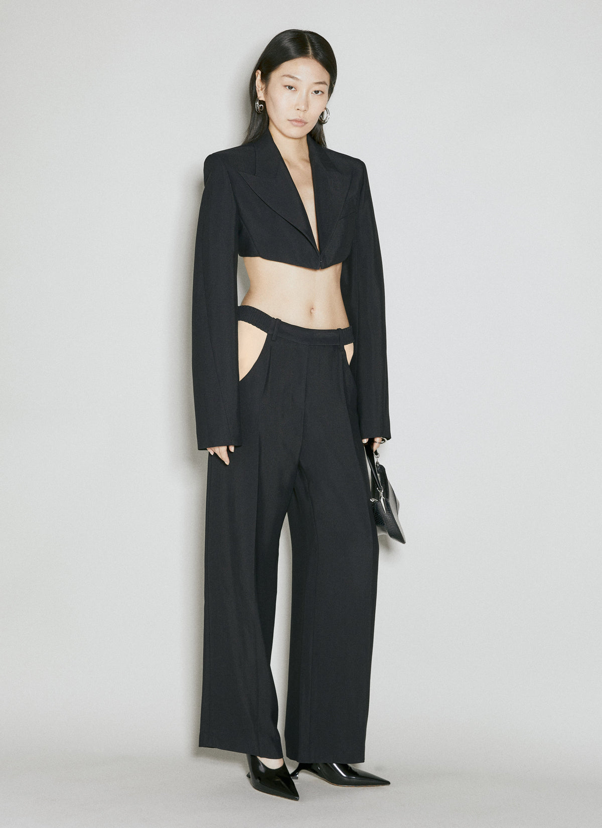 Thierry Mugler ladies Cut-Out Tailored Pants Slacks Trousers 40 black