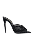 Yves Saint Laurent Ladies Blonde Mules Black rhinestones Stilettos heels YSL