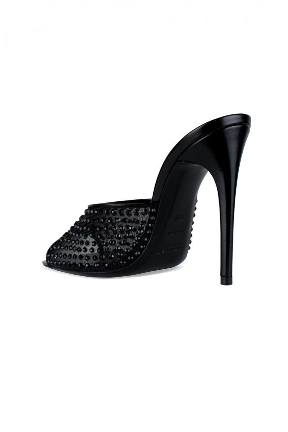 Yves Saint Laurent Ladies Blonde Mules Black rhinestones Stilettos heels YSL