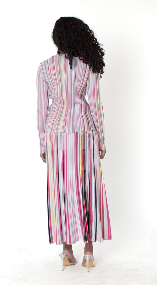 Multicolor Stripe Knit Top & Skirt Set - 51015 suit Tally Taylor church