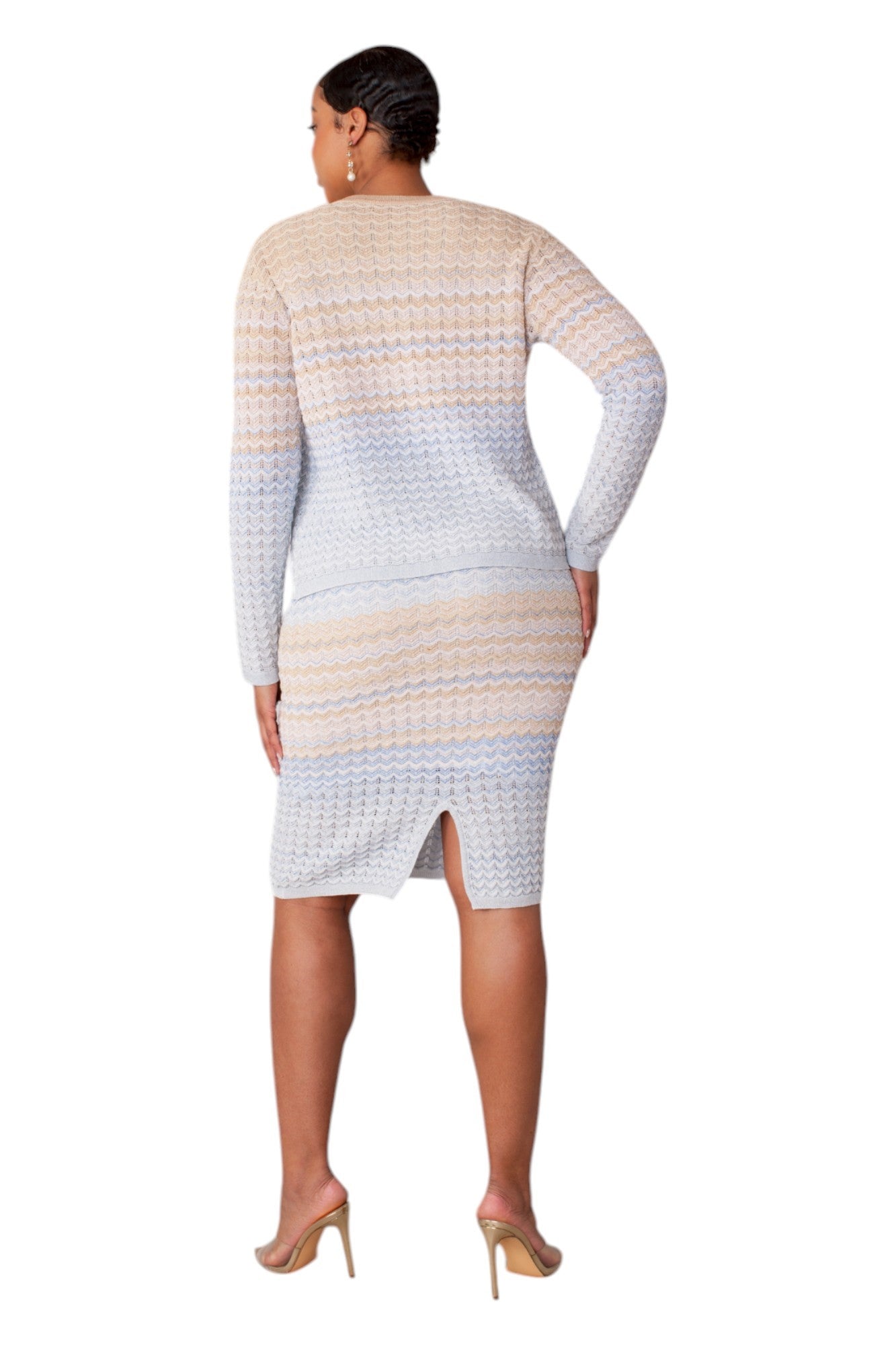 Ombré Wave Knit Two-Piece Set- 51005 suit dress jacket church