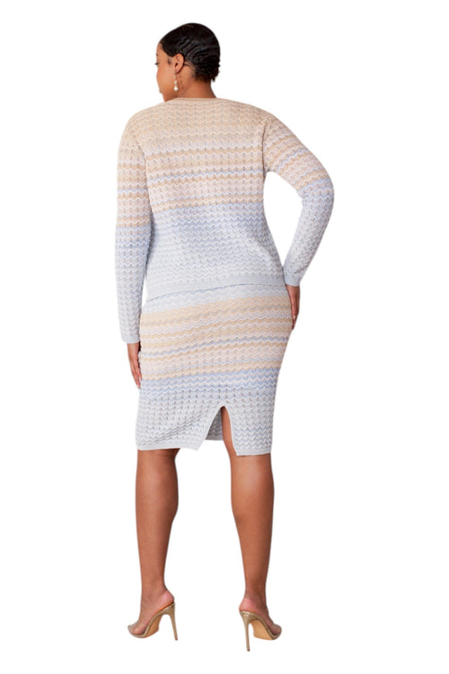 Ombré Wave Knit Two-Piece Set- 51005 suit dress jacket church