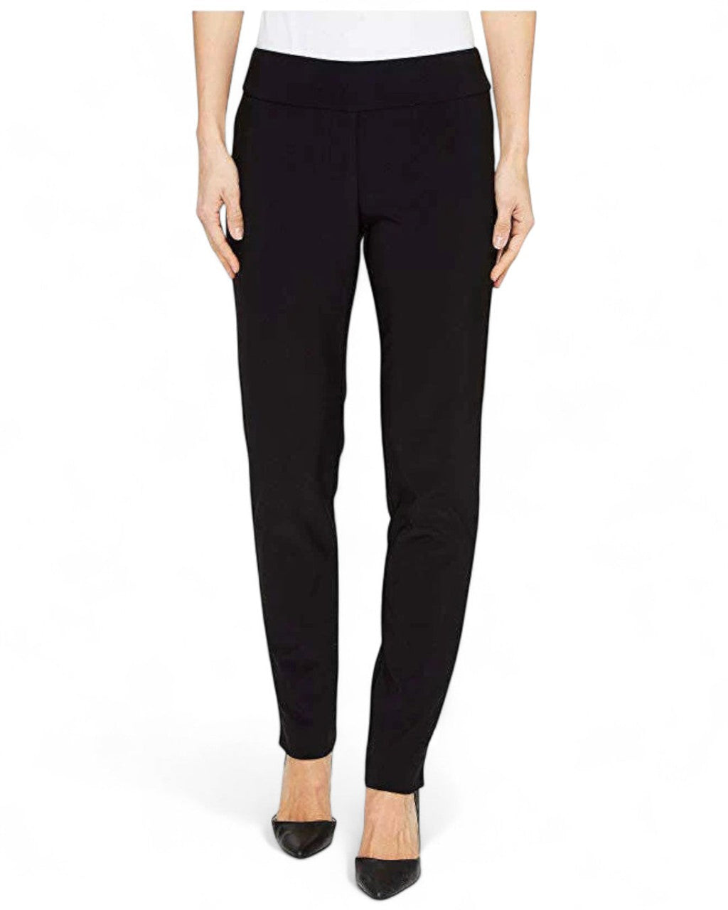 Krazy Larry P21 Microfiber Straight Leg Pant - Black Stretch Slacks Trousers