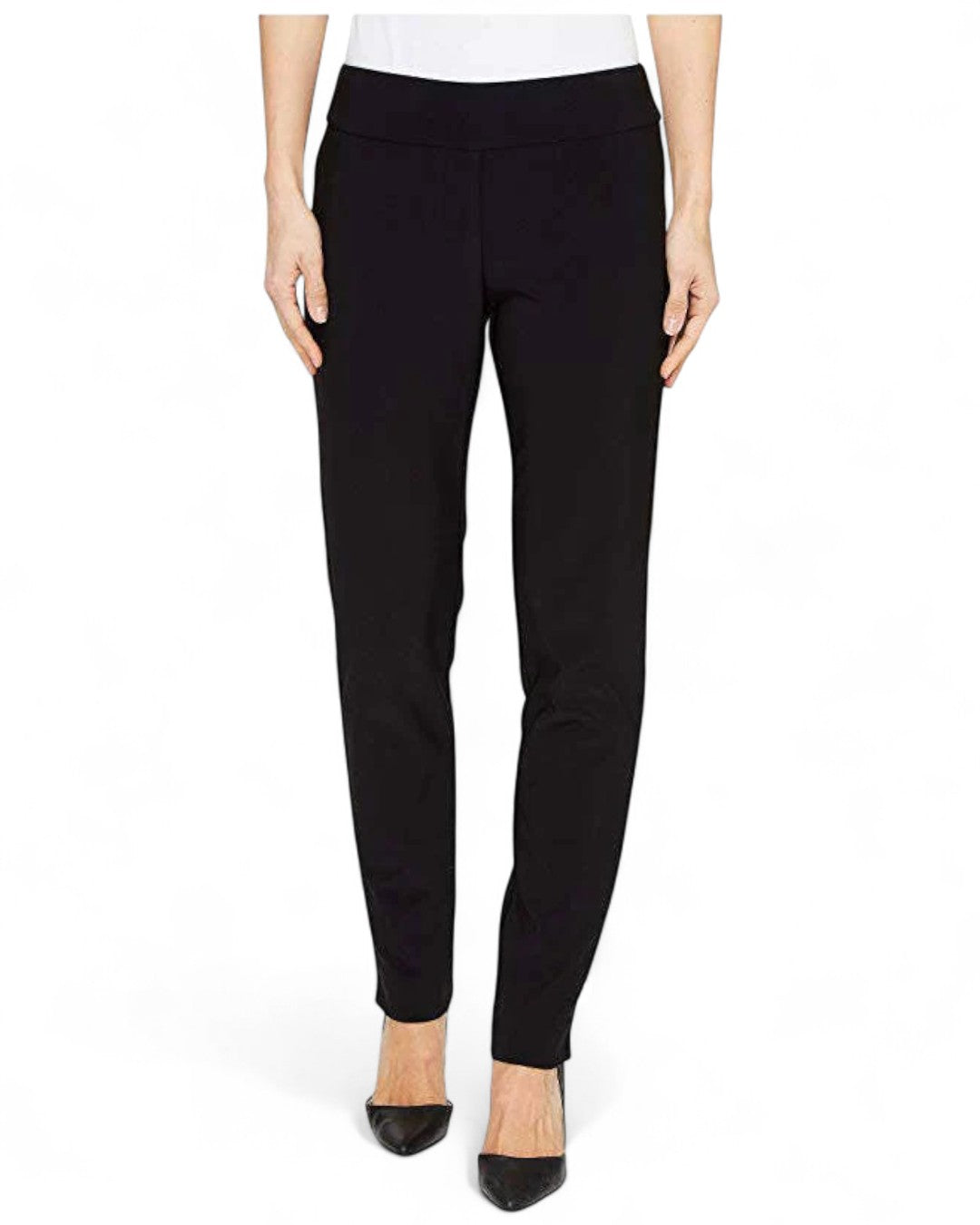 Krazy Larry P21 Microfiber Straight Leg Pant - Black Stretch Slacks Trousers