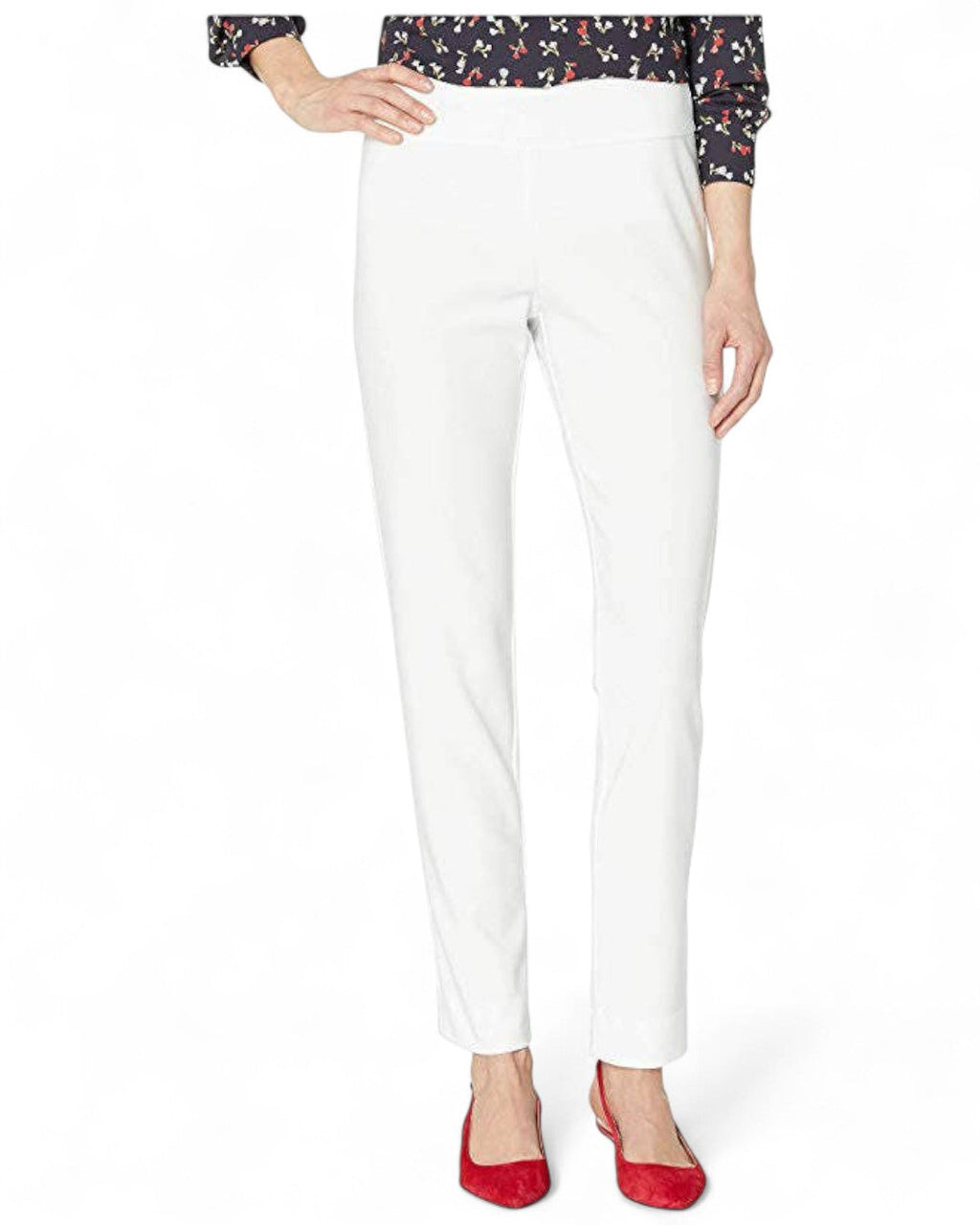 Krazy Larry P21 Microfiber Straight Leg Pant - White Stretch Slacks Trousers