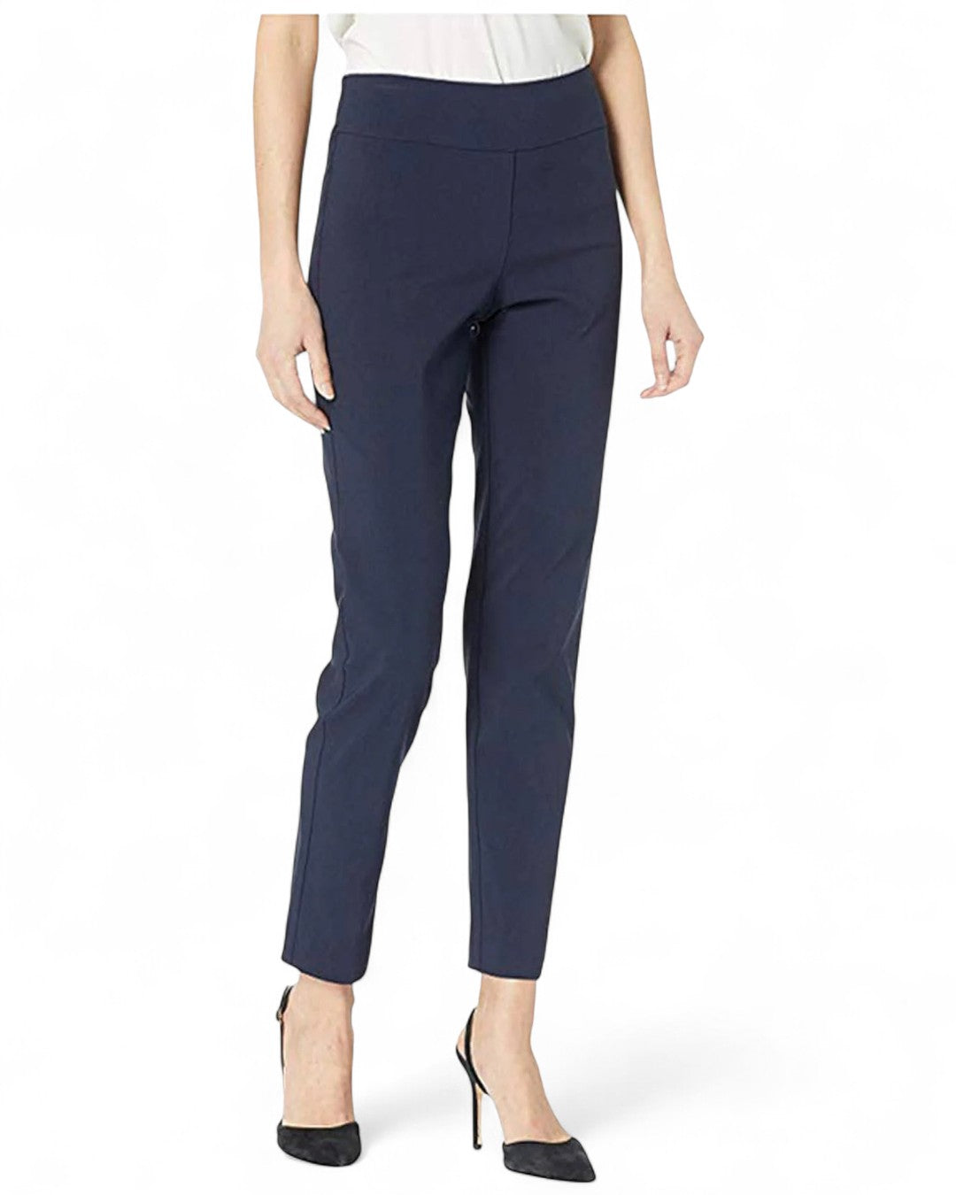 Krazy Larry P507 Pull on Pant - Navy Blue Tummy Control Slacks Trousers