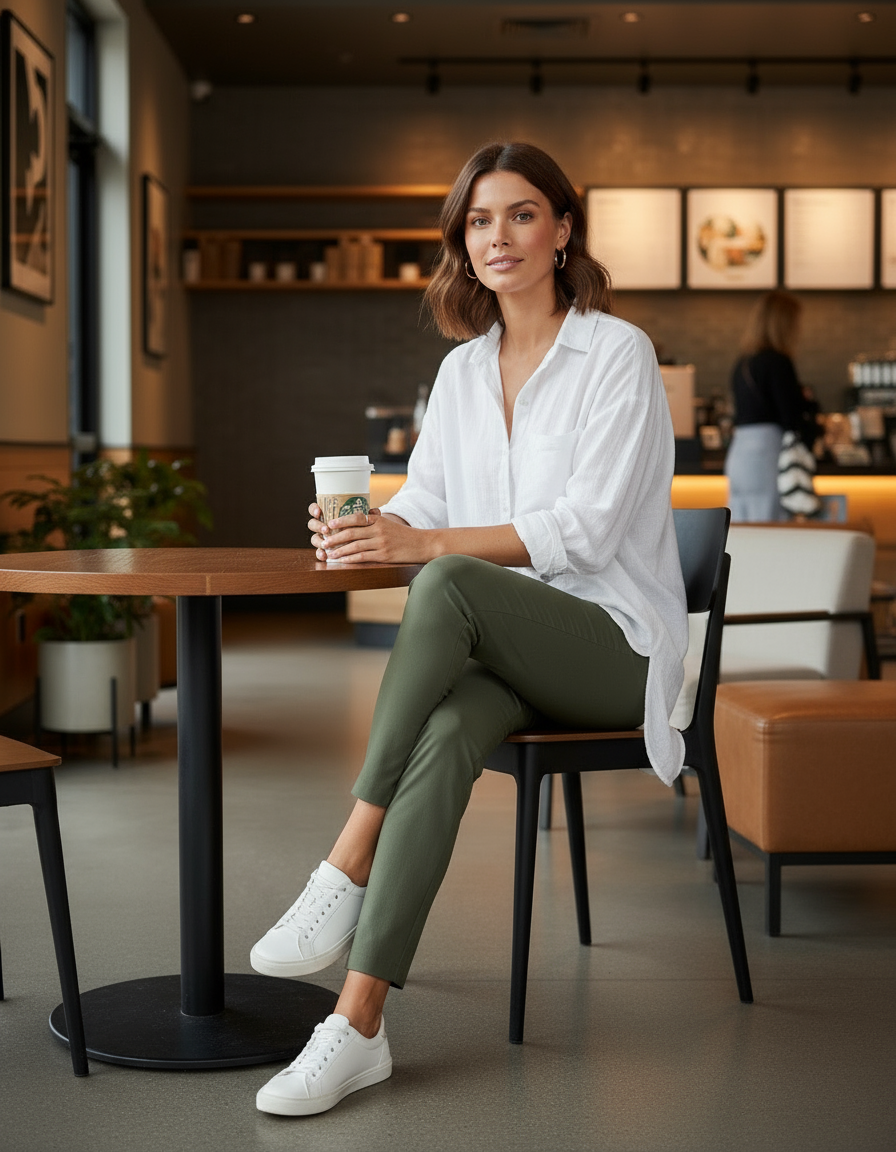 Krazy Larry P507 Pull on Pant - Olive Drab Stretch Tummy Control Slacks