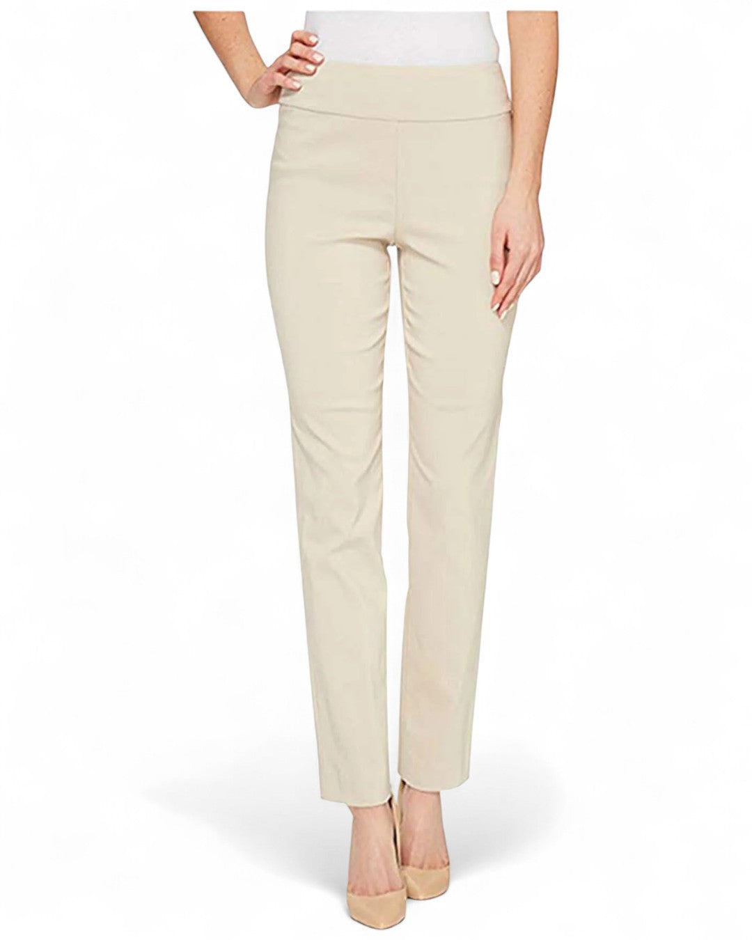 Krazy Larry P507 Pull on Pant - Stone Beige Tummy Control