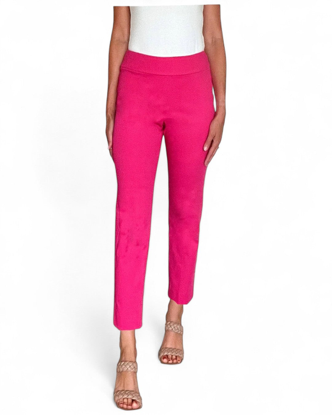 Krazy Larry P607 Denim Ankle Pant - Pink Denim Stretch Tummy Control