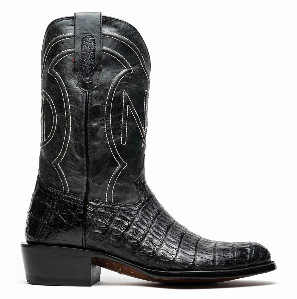 Phoenix Black genuine Caiman Belly skin cowboy boots men's Marco