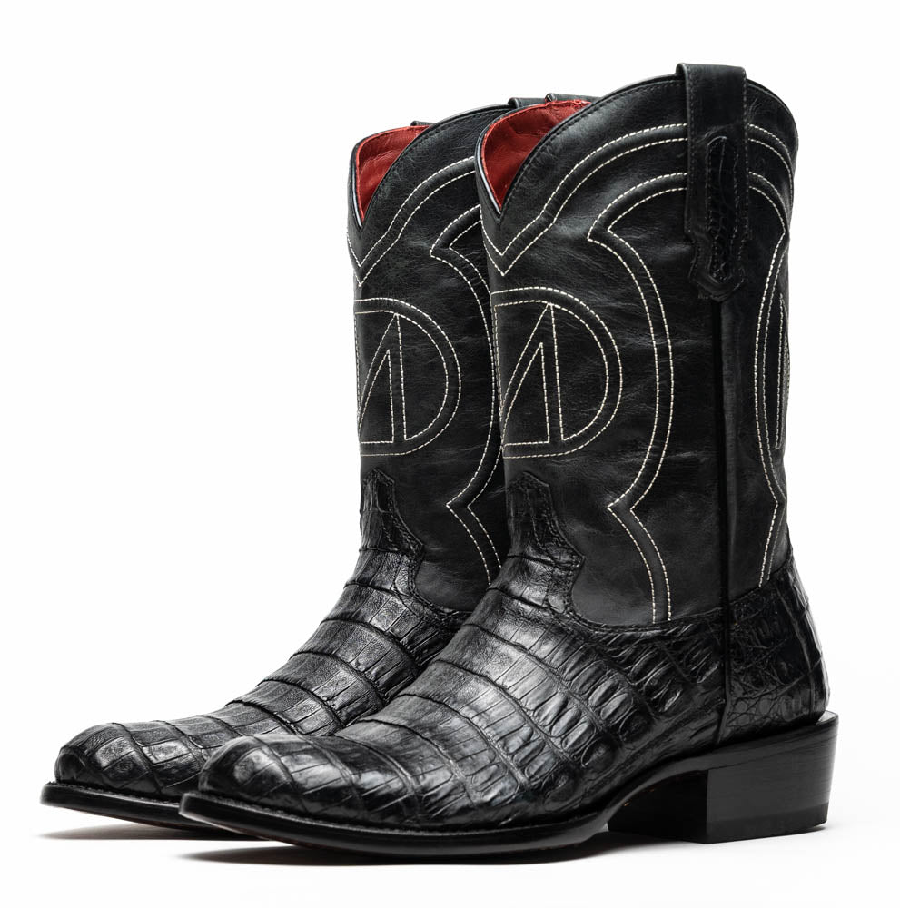 Phoenix Black genuine Caiman Belly skin cowboy boots men's Marco