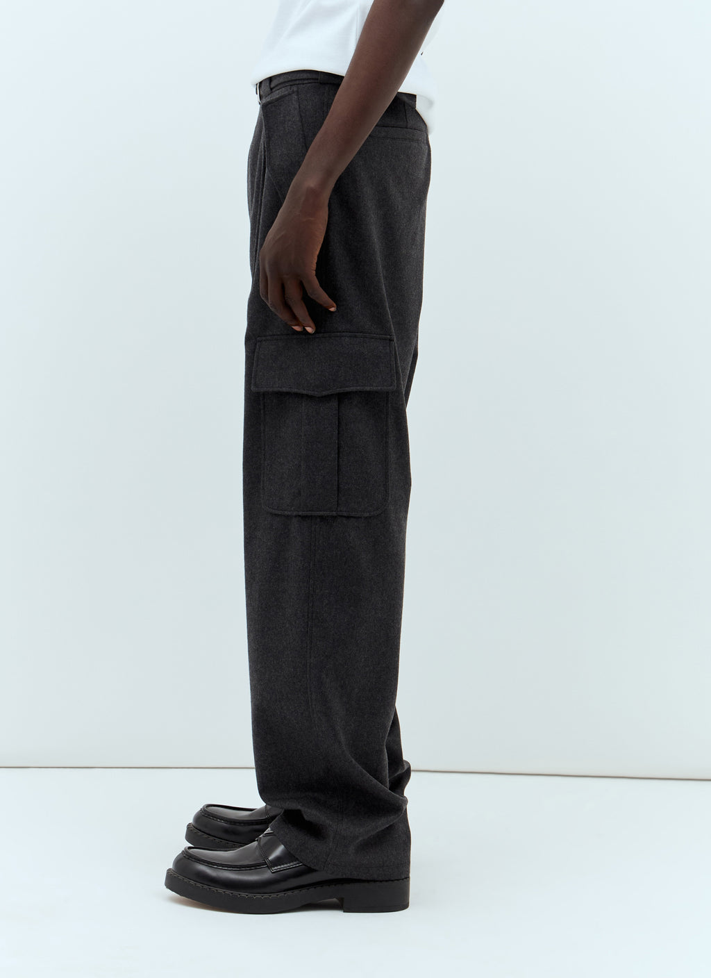 Prada Men's wool Flannel Cargo Pants slacks grey casual trousers