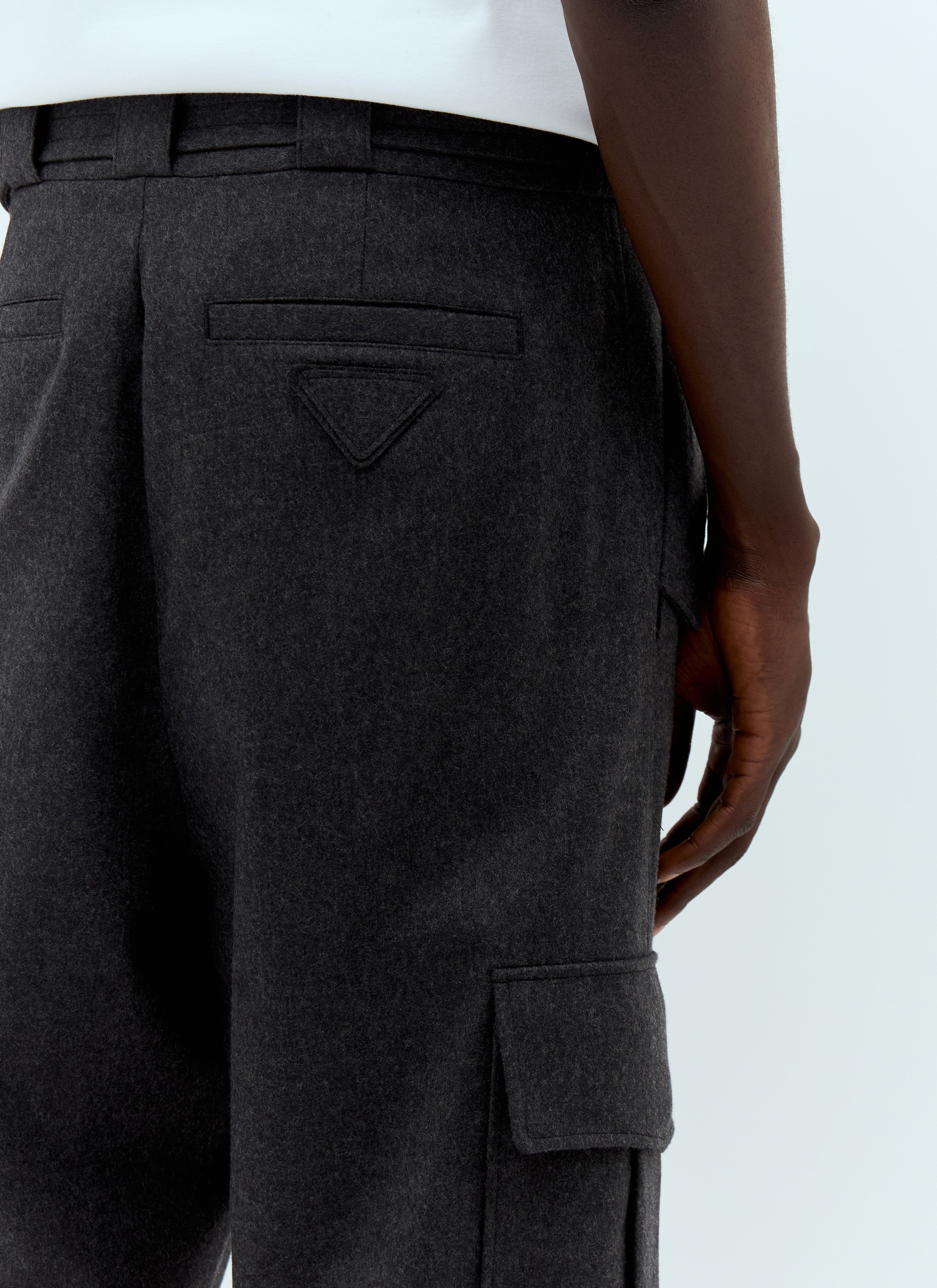 Prada Men's wool Flannel Cargo Pants slacks grey casual trousers