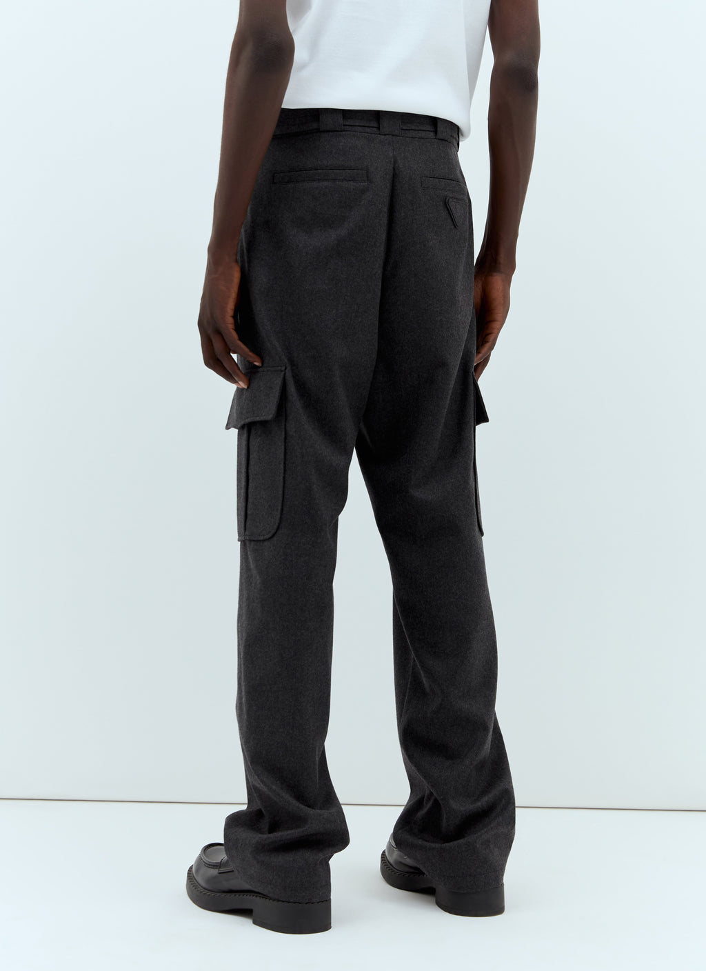 Prada Men's wool Flannel Cargo Pants slacks grey casual trousers