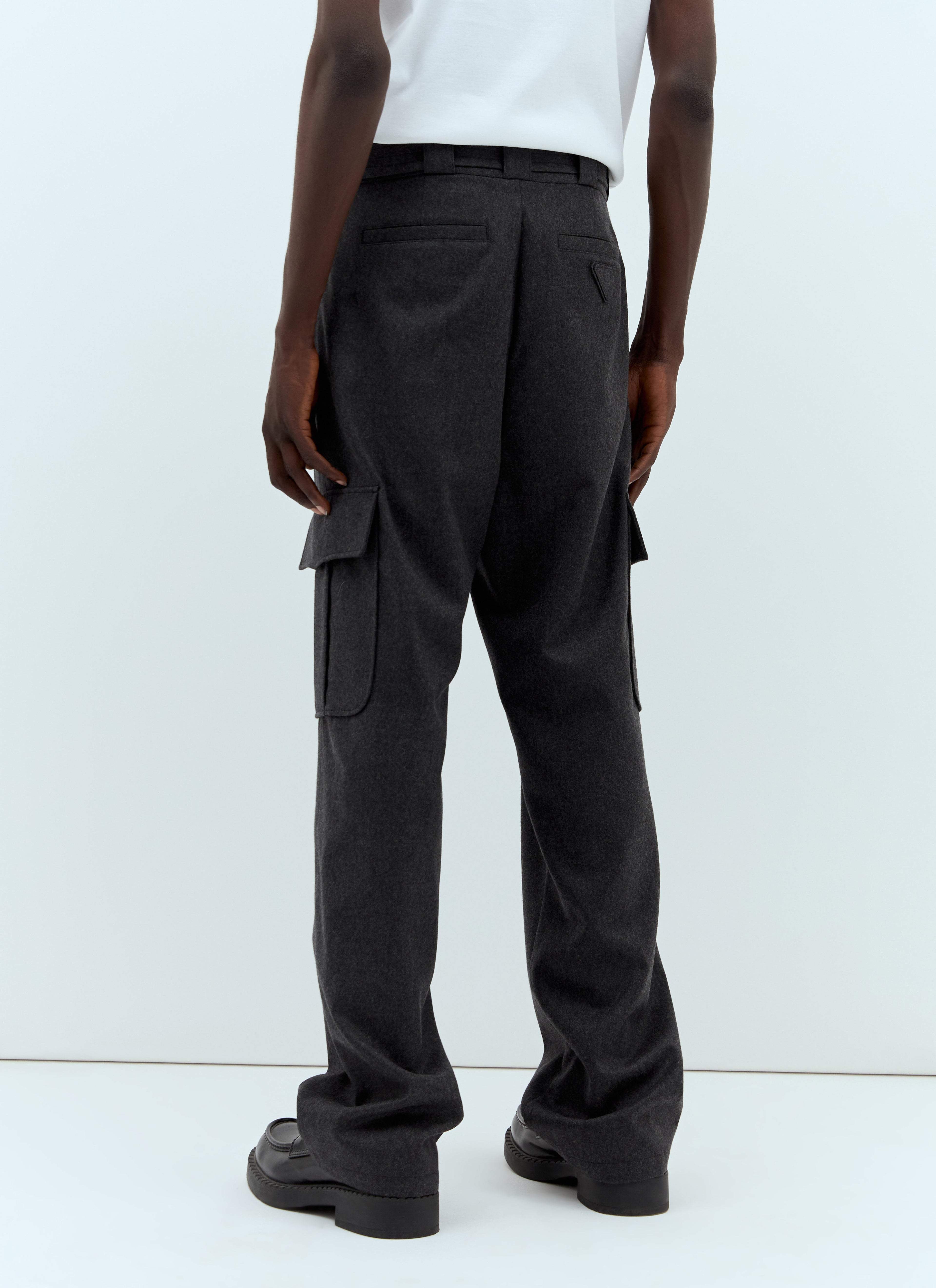 Prada Men's wool Flannel Cargo Pants slacks grey casual trousers