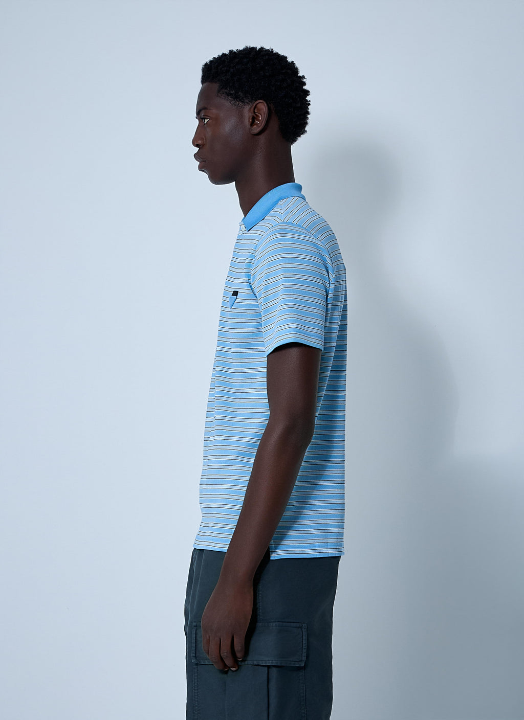 Prada Men's Logo Motif Polo Shirt Short sleeve golf blue