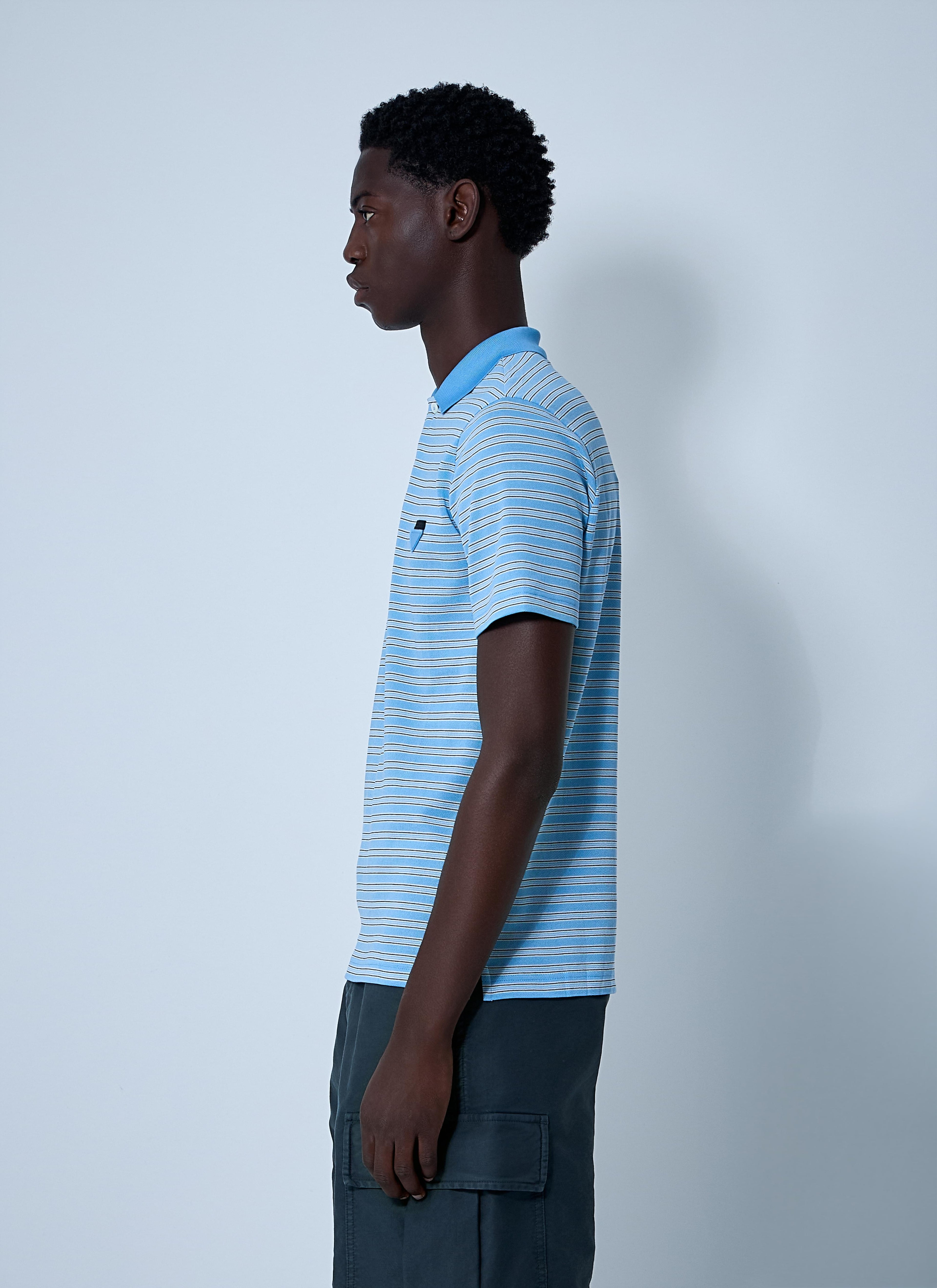 Prada Men's Logo Motif Polo Shirt Short sleeve golf blue