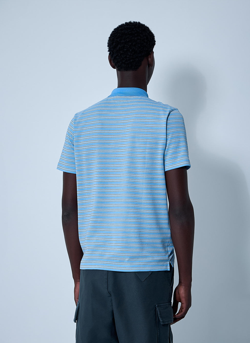 Prada Men's Logo Motif Polo Shirt Short sleeve golf blue