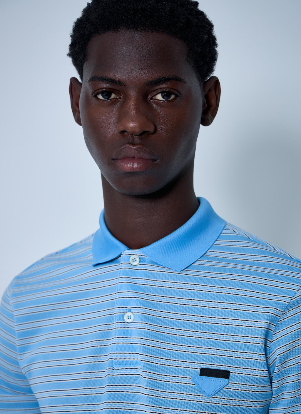 Prada Men's Logo Motif Polo Shirt Short sleeve golf blue