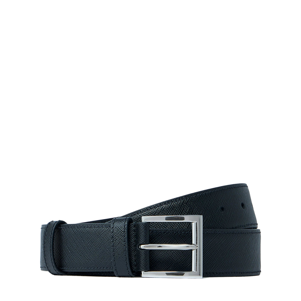 Prada Men's smooth Leather Belt Italy black/silver