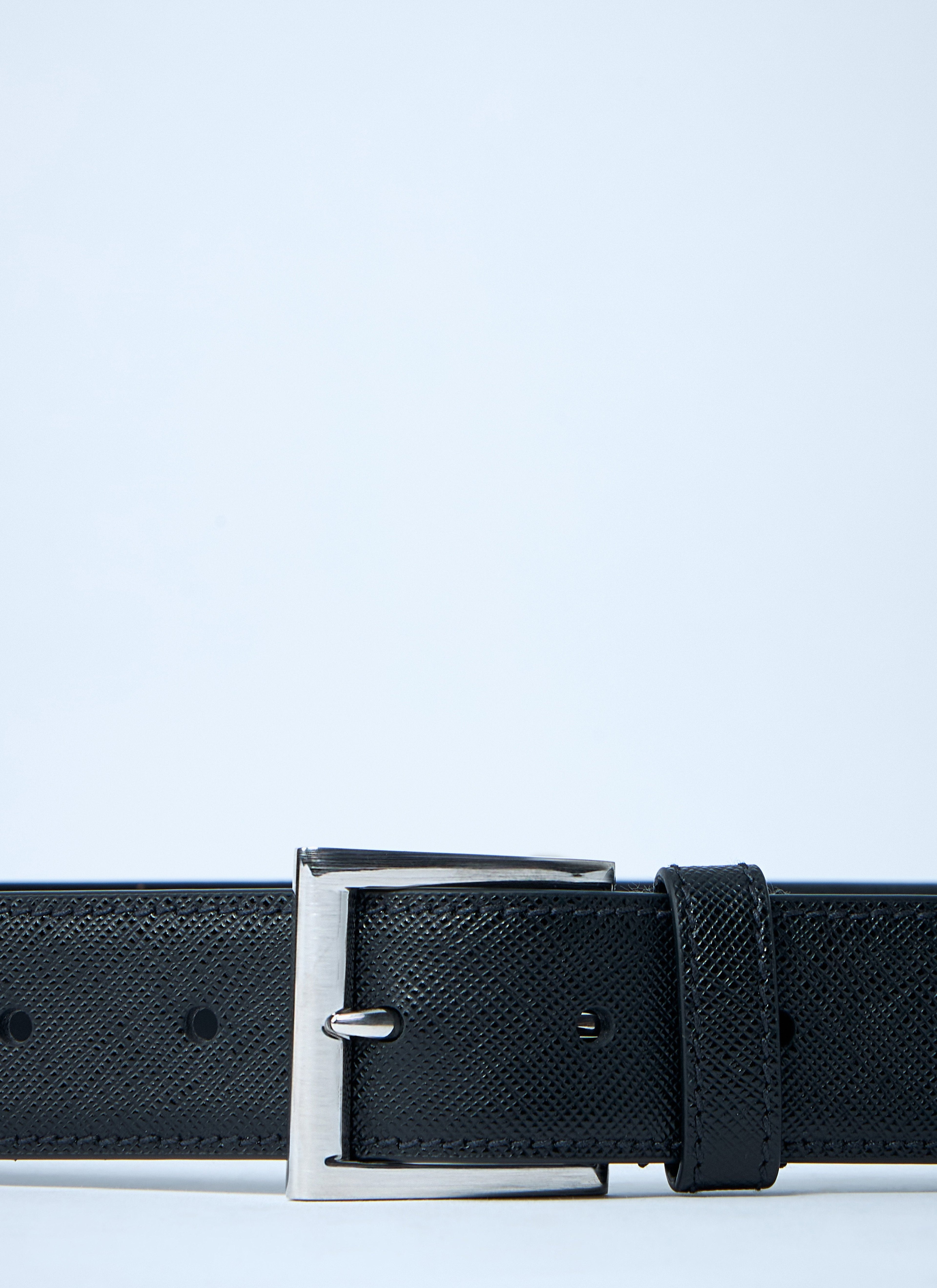 Prada Men's smooth Leather Belt Italy black/silver