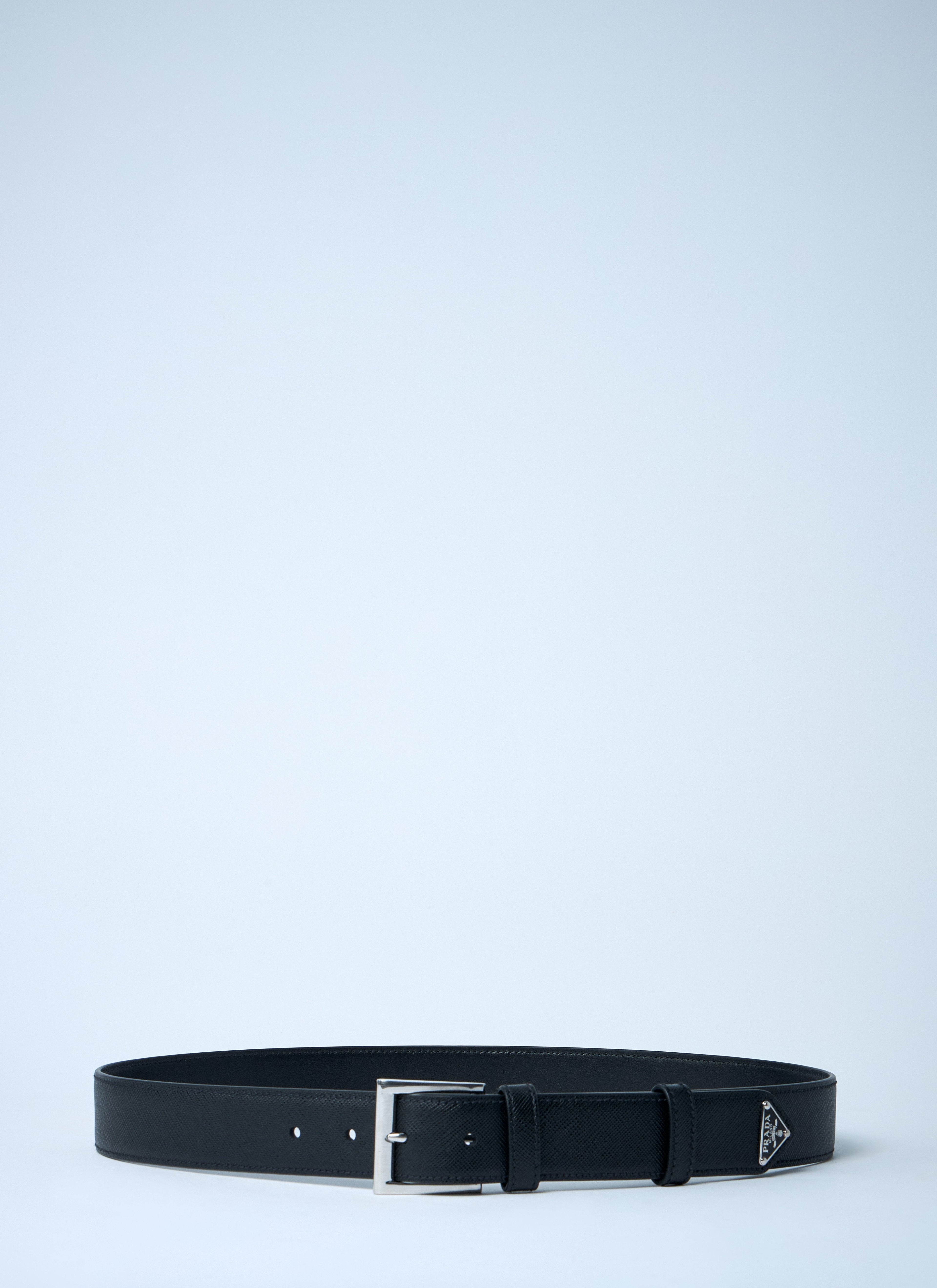 Prada Men's smooth Leather Belt Italy black/silver