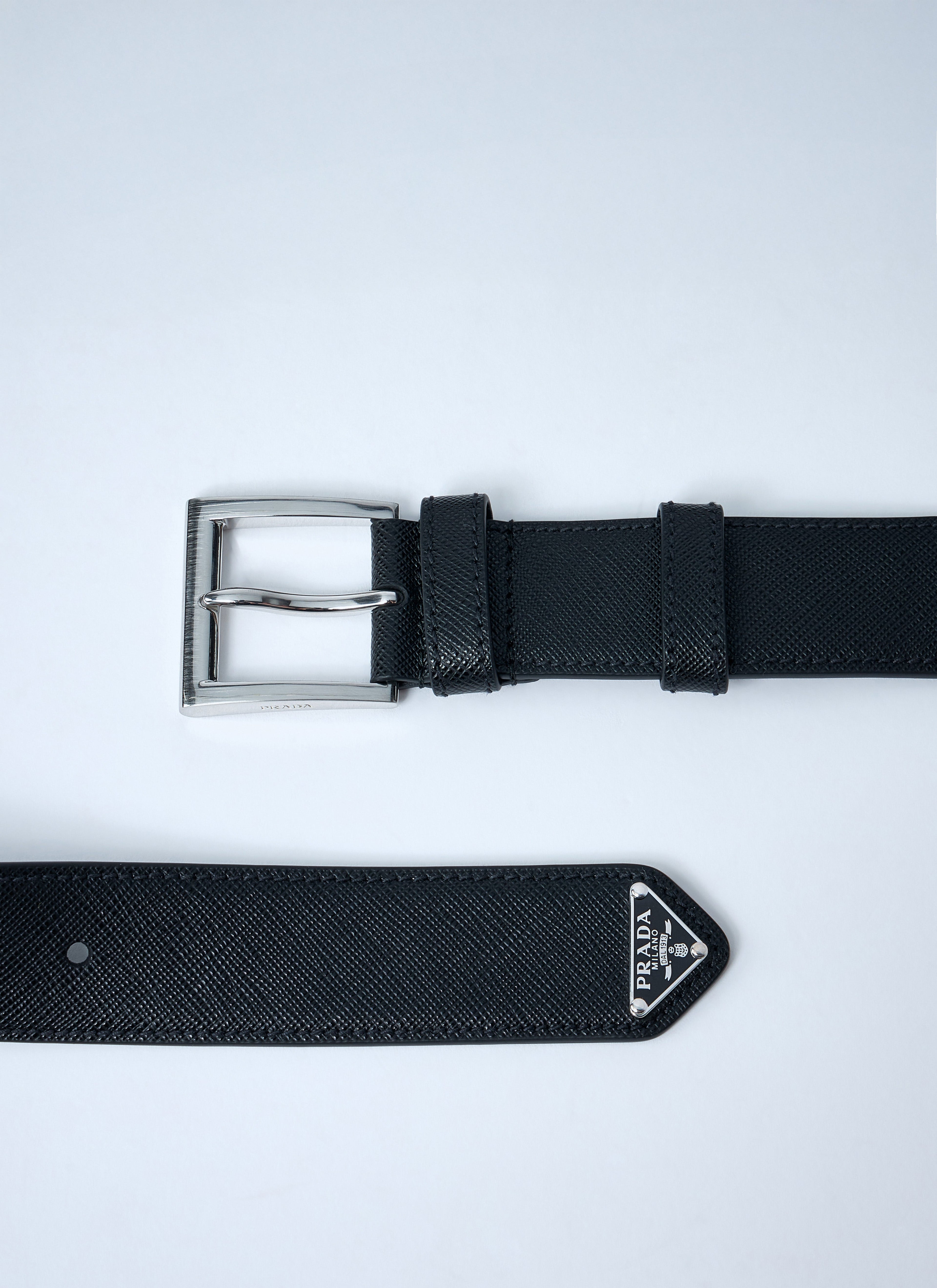 Prada Men's smooth Leather Belt Italy black/silver