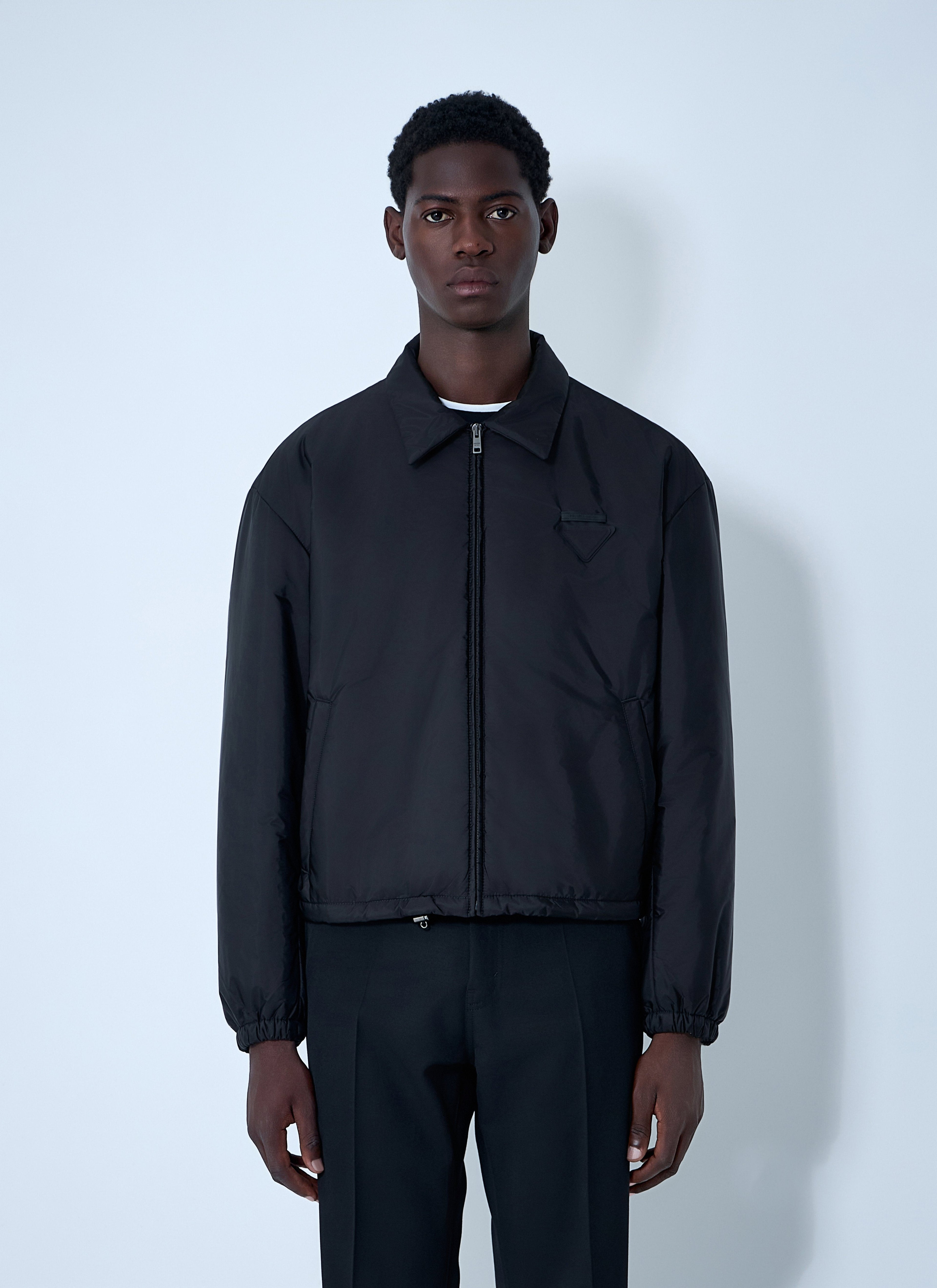 Prada Men's Short Re-Nylon Down Jacket Coat Black MEDIUM