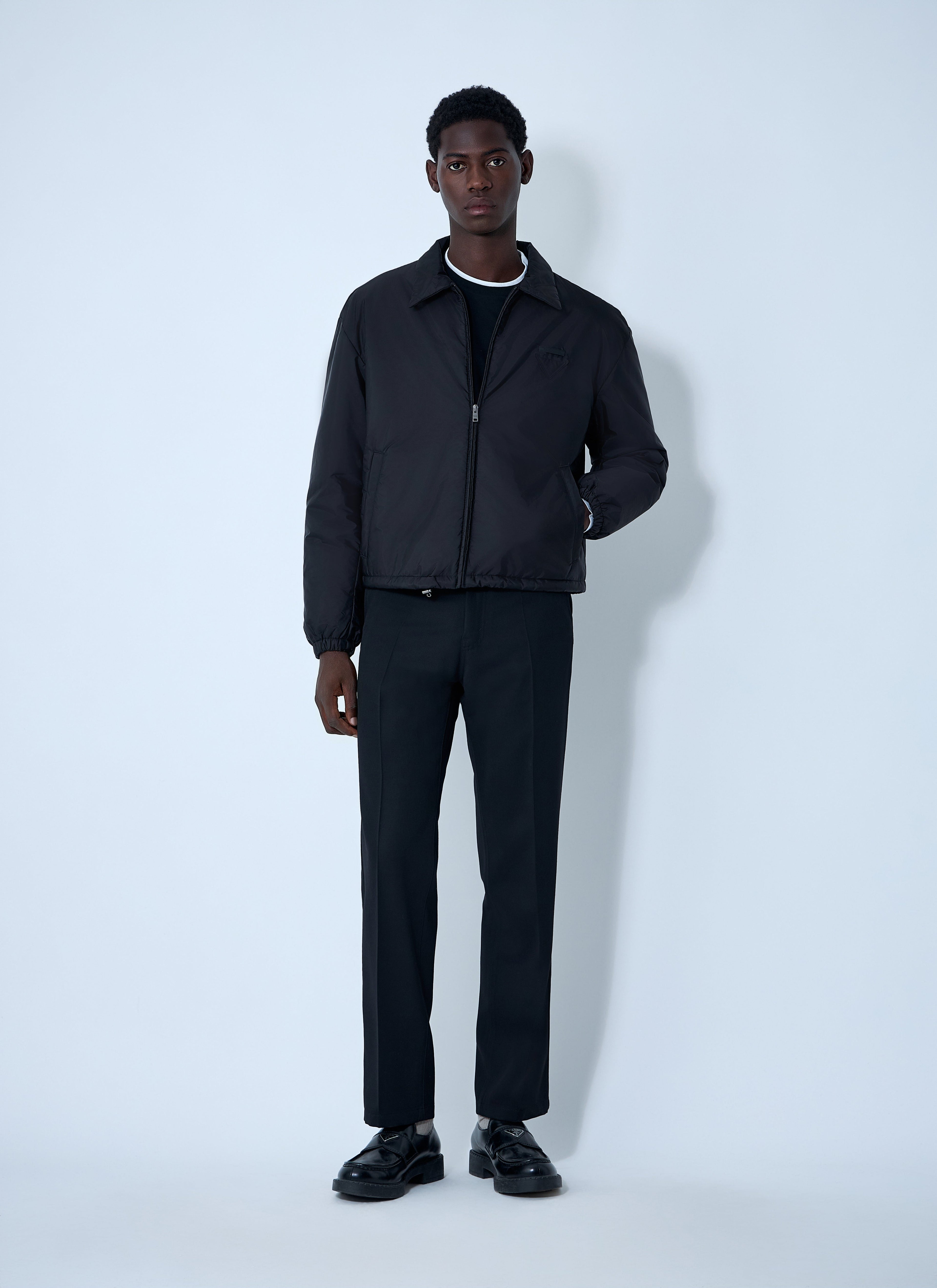 Prada Men's Short Re-Nylon Down Jacket Coat Black MEDIUM
