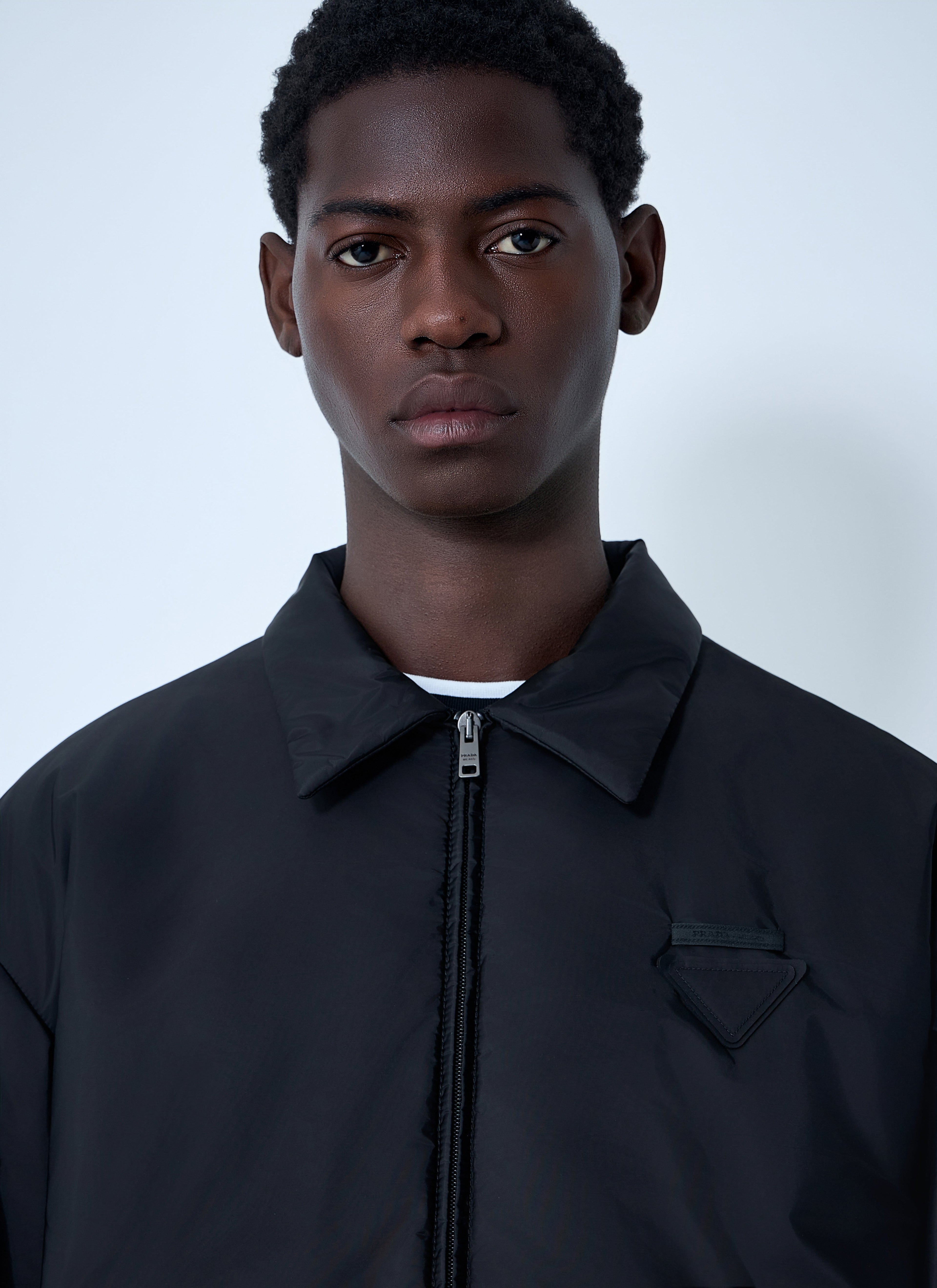 Prada Men's Short Re-Nylon Down Jacket Coat Black MEDIUM