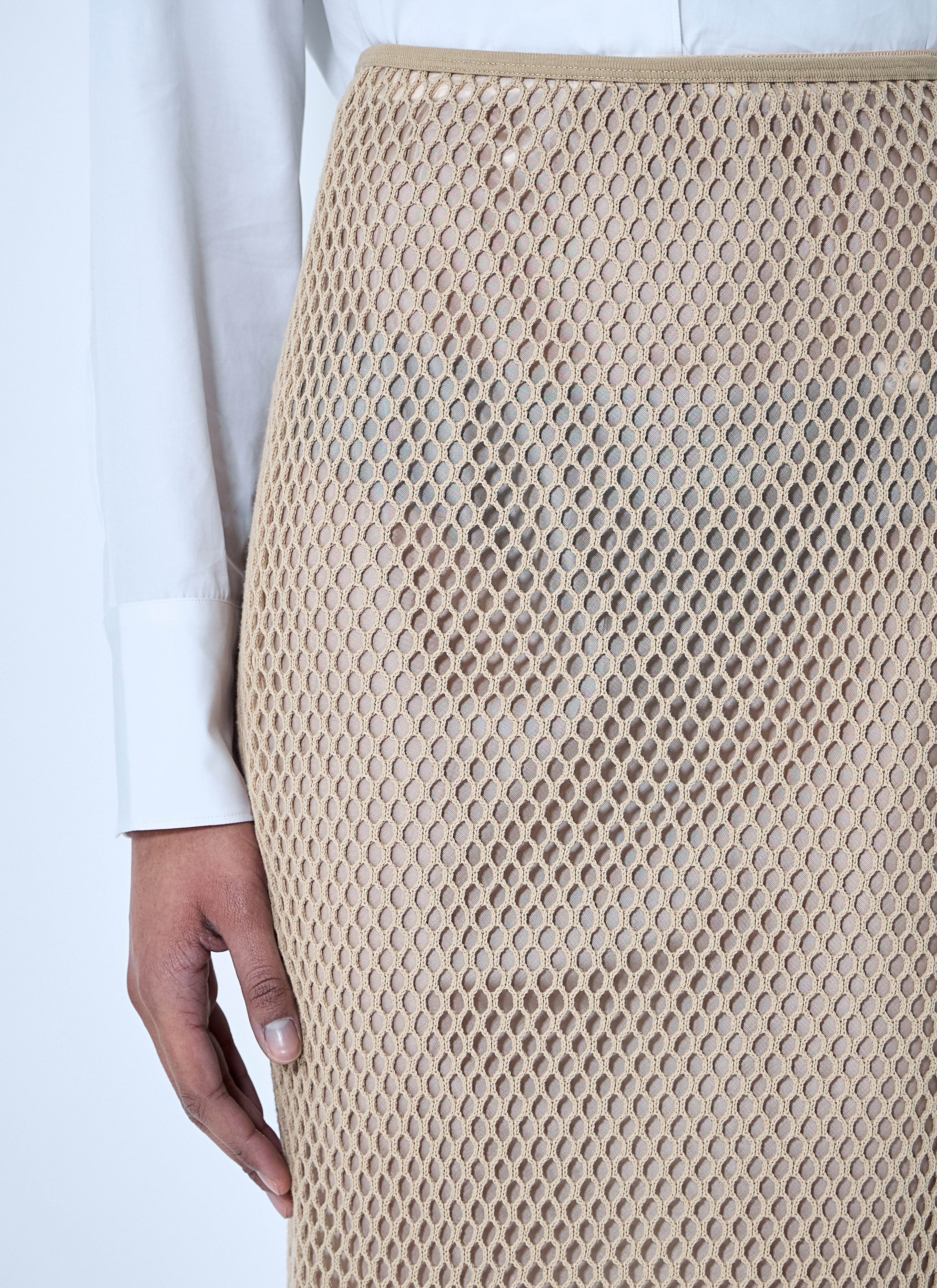Prada ladies Crochet Midi Skirt tan beige long