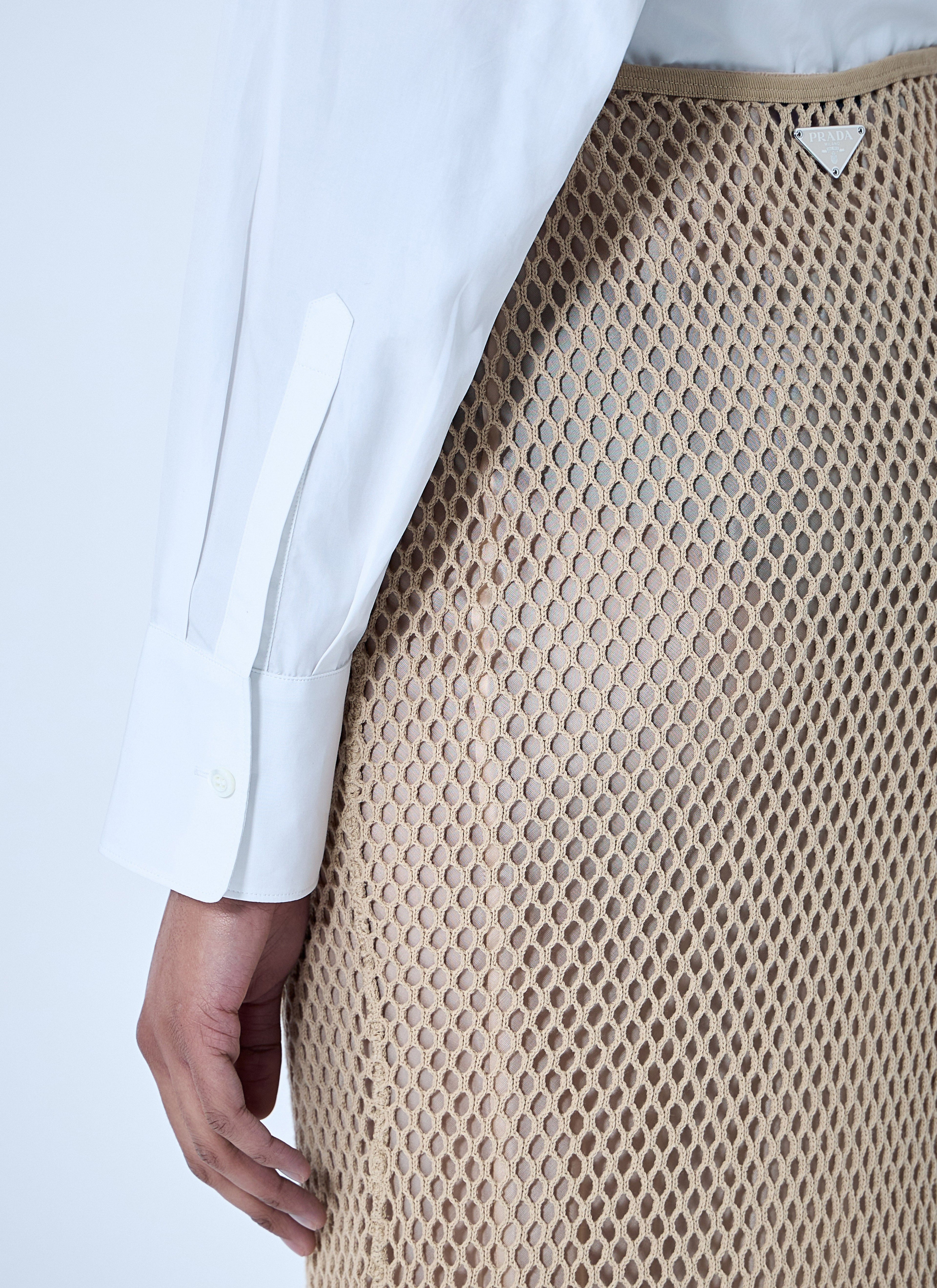 Prada ladies Crochet Midi Skirt tan beige long