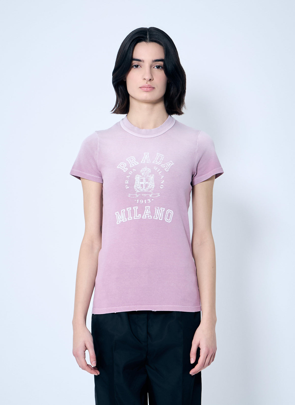 Prada Milano ladies Logo Print T-Shirt Pinkish purple Tee top