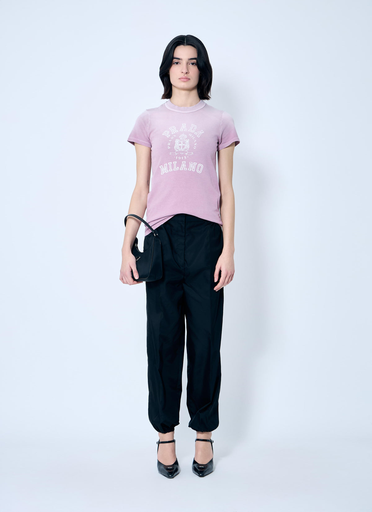 Prada Milano ladies Logo Print T-Shirt Pinkish purple Tee top