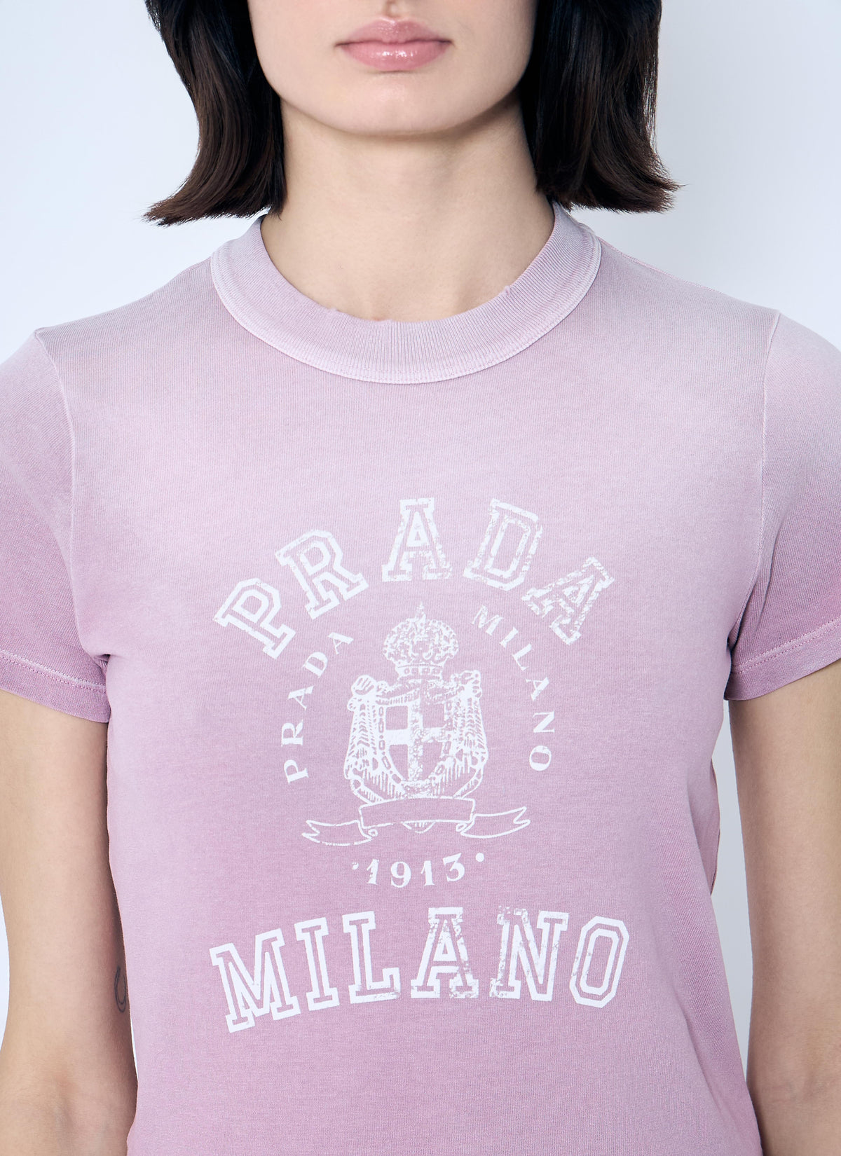 Prada Milano ladies Logo Print T-Shirt Pinkish purple Tee top