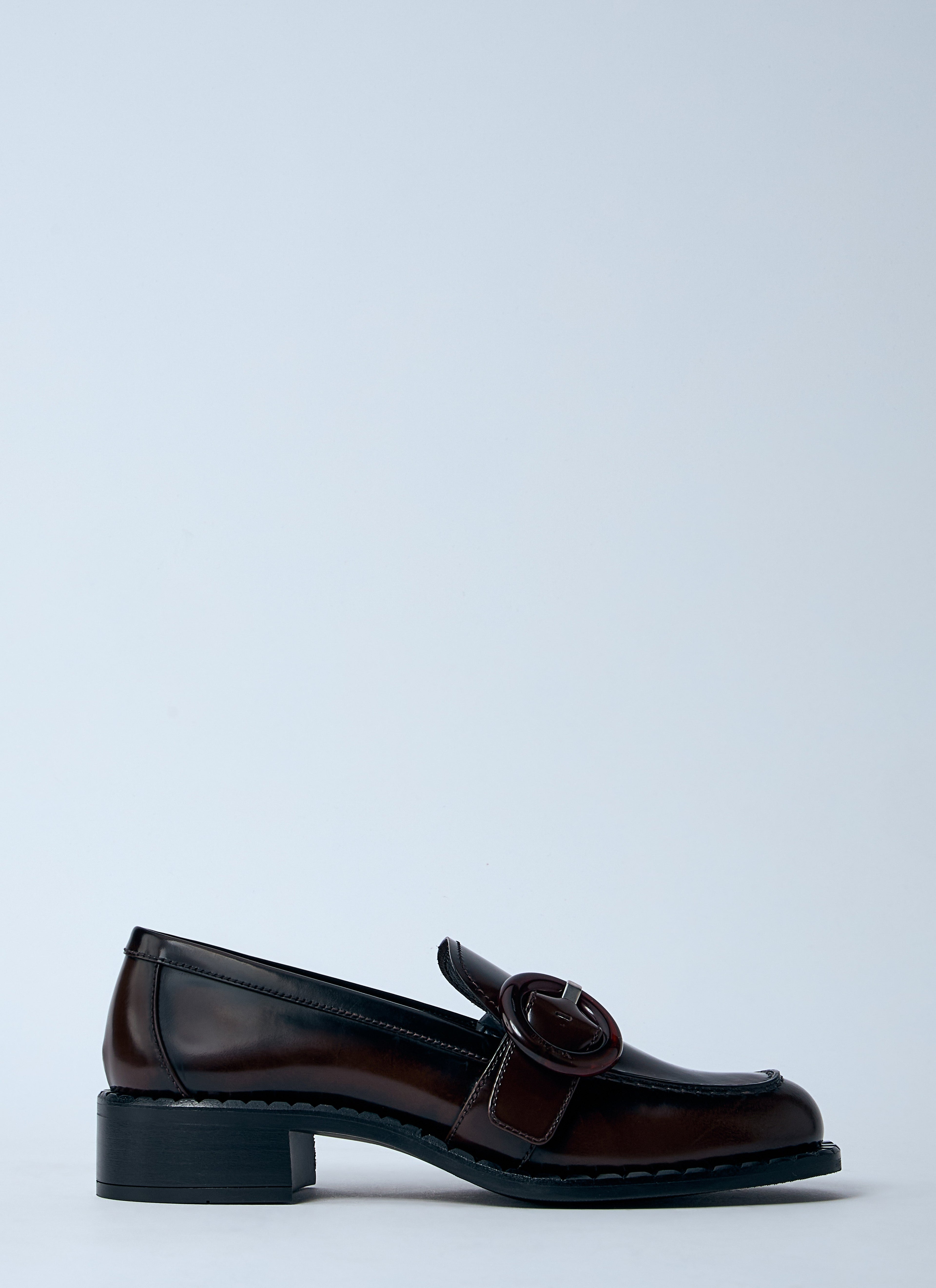 Prada ladies Sienna Loafers shoes dark brown square toe