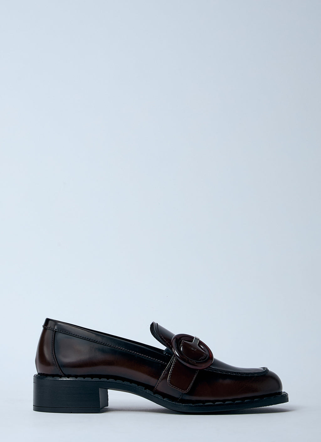 Prada ladies Sienna Loafers shoes dark brown square toe