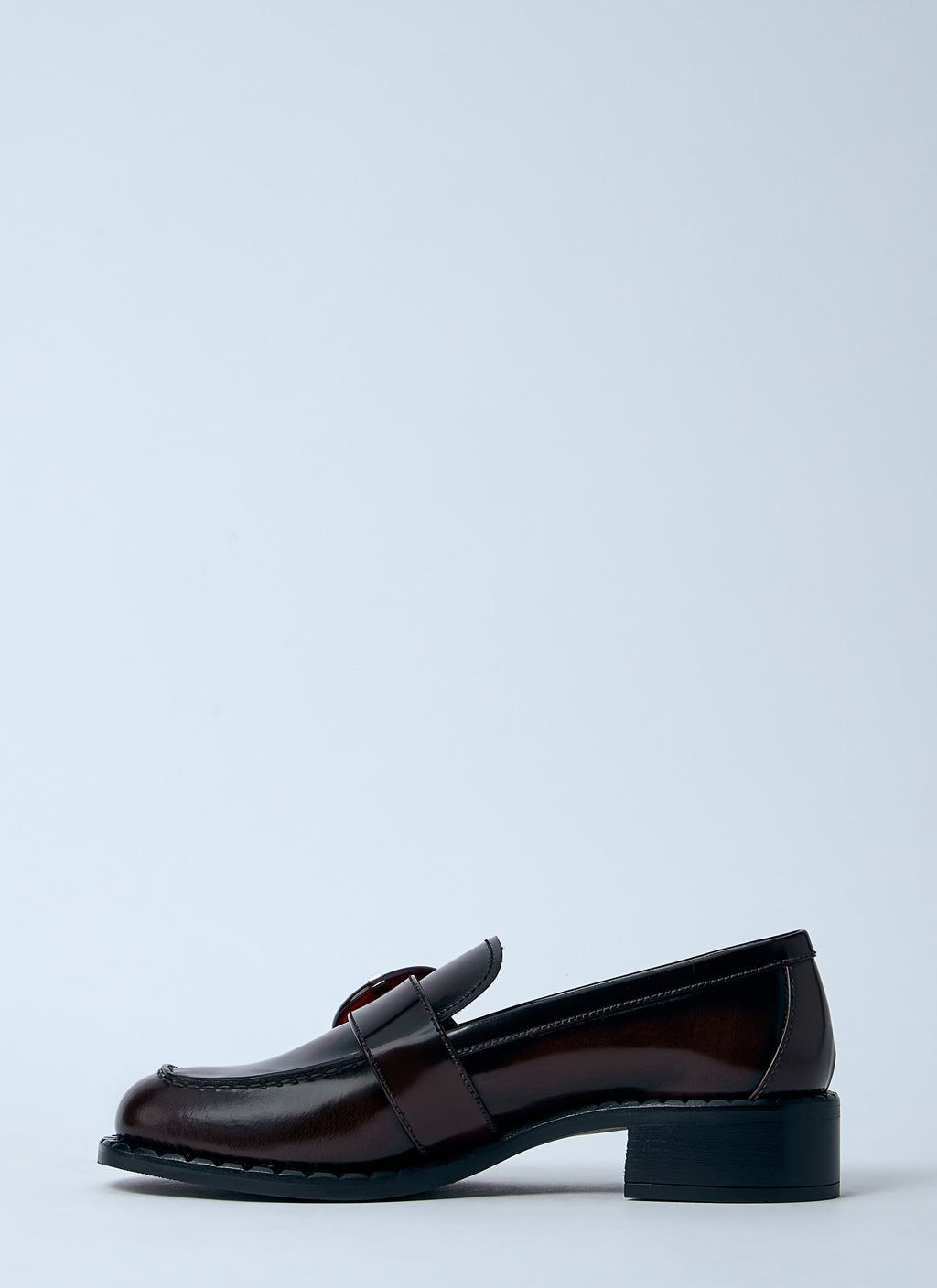 Prada ladies Sienna Loafers shoes dark brown square toe