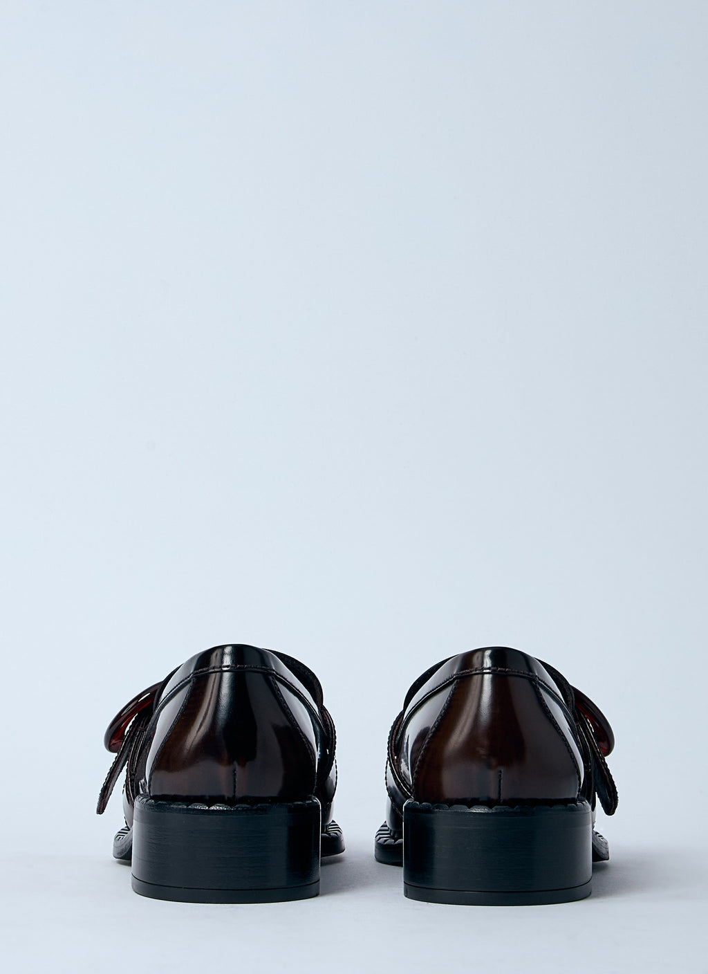 Prada ladies Sienna Loafers shoes dark brown square toe