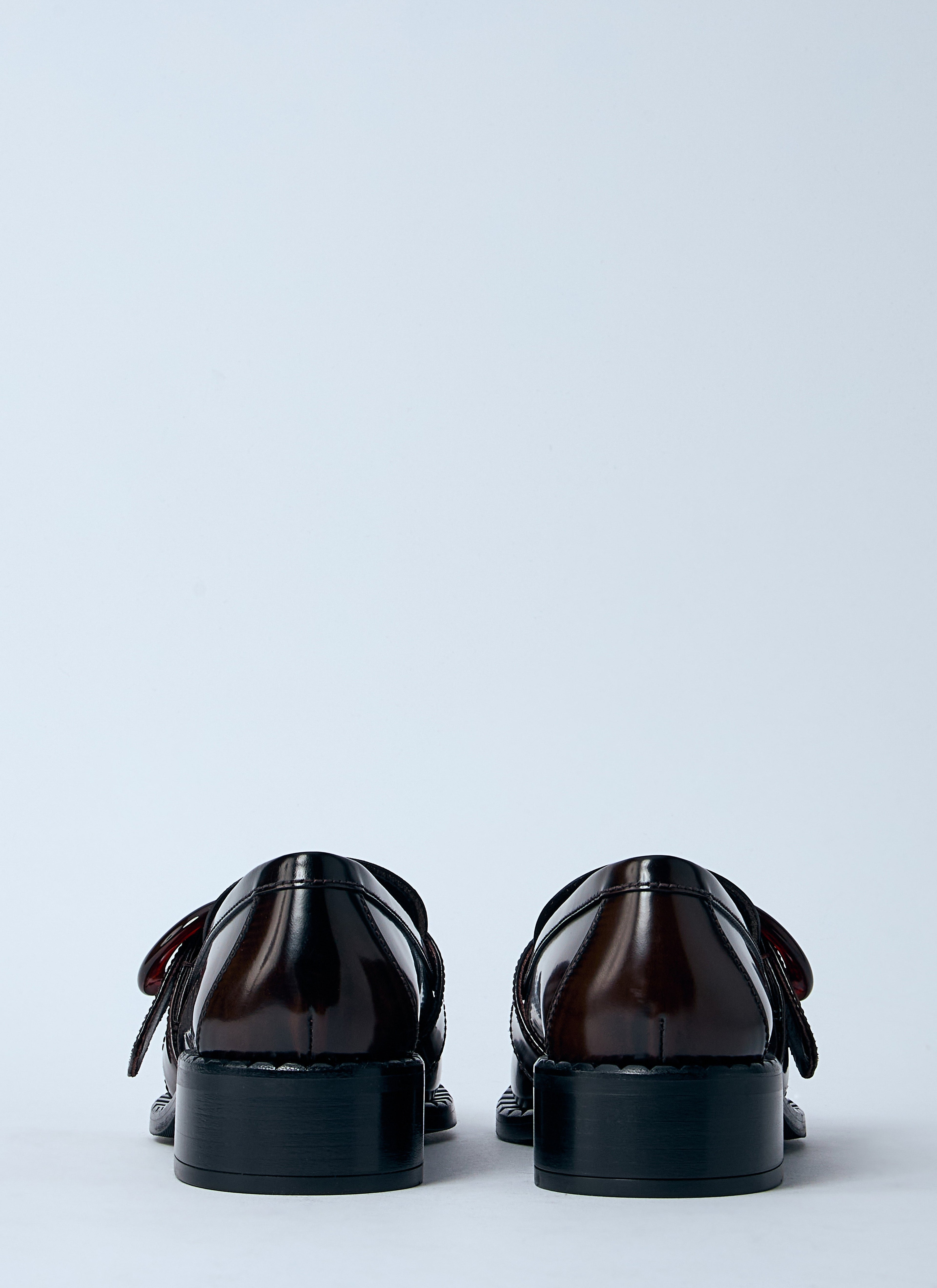Prada ladies Sienna Loafers shoes dark brown square toe