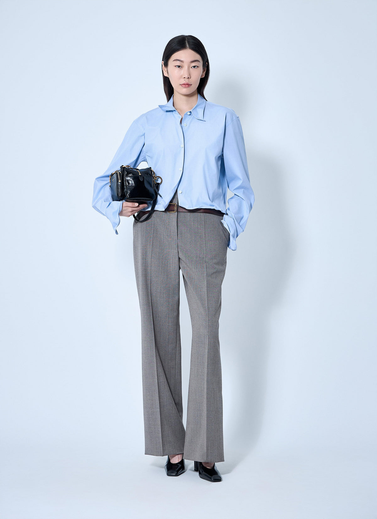 Prada ladies Technical Wool Pants With Printed Belt Slacks trousers
