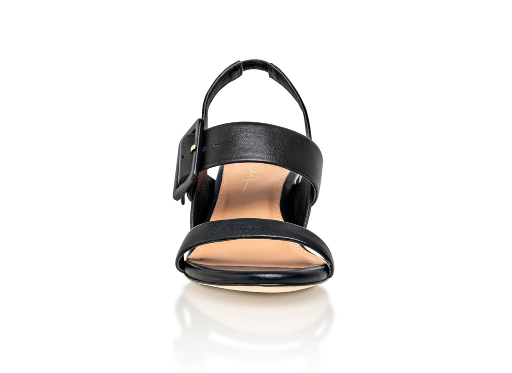 Greyson Black Luxury Soft Kid Nappa Joan Oloff heels Slingbacks Sandals Shoes